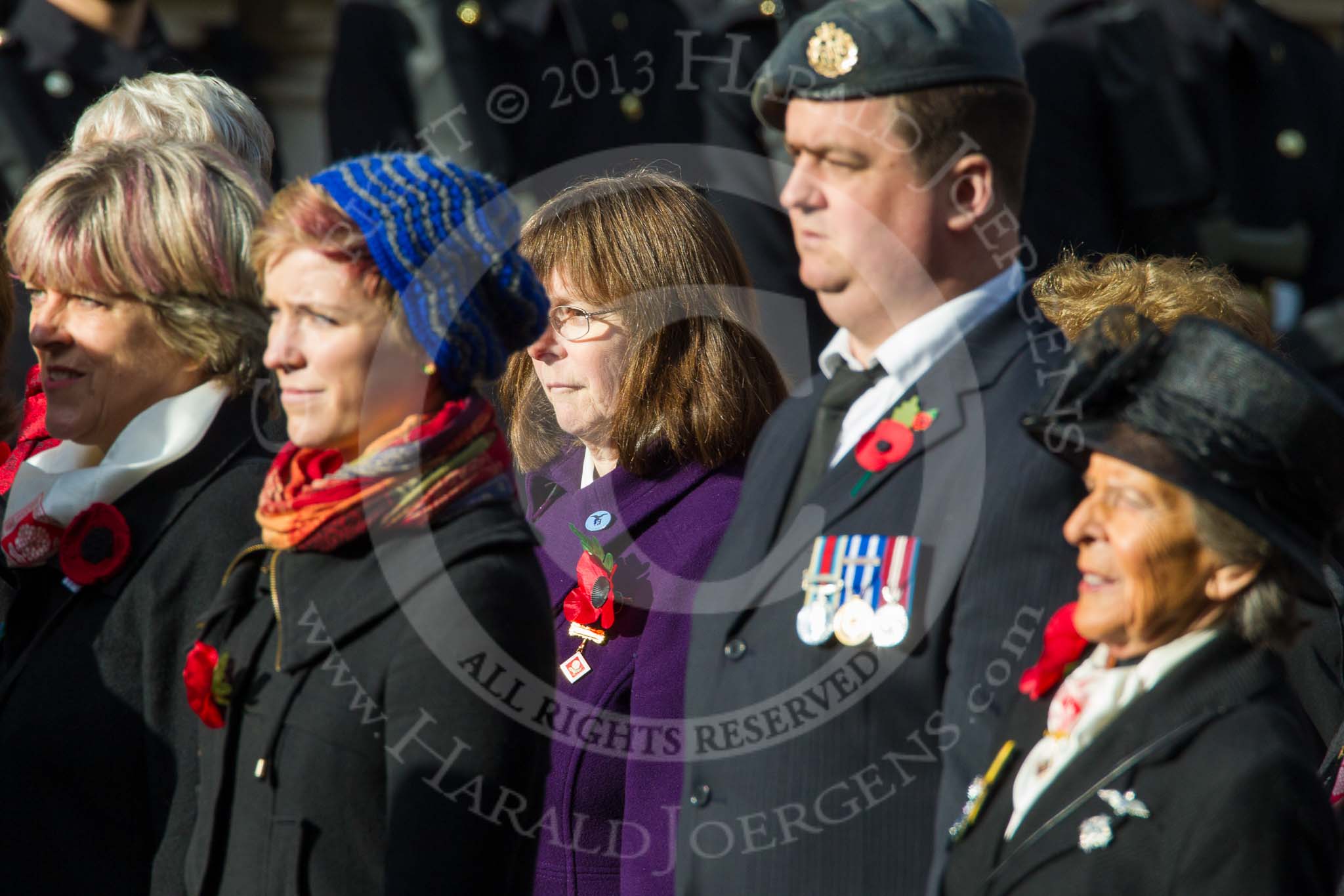 Remembrance Sunday at the Cenotaph in London 2014: Group D24 - War Widows Association.
Press stand opposite the Foreign Office building, Whitehall, London SW1,
London,
Greater London,
United Kingdom,
on 09 November 2014 at 11:47, image #445