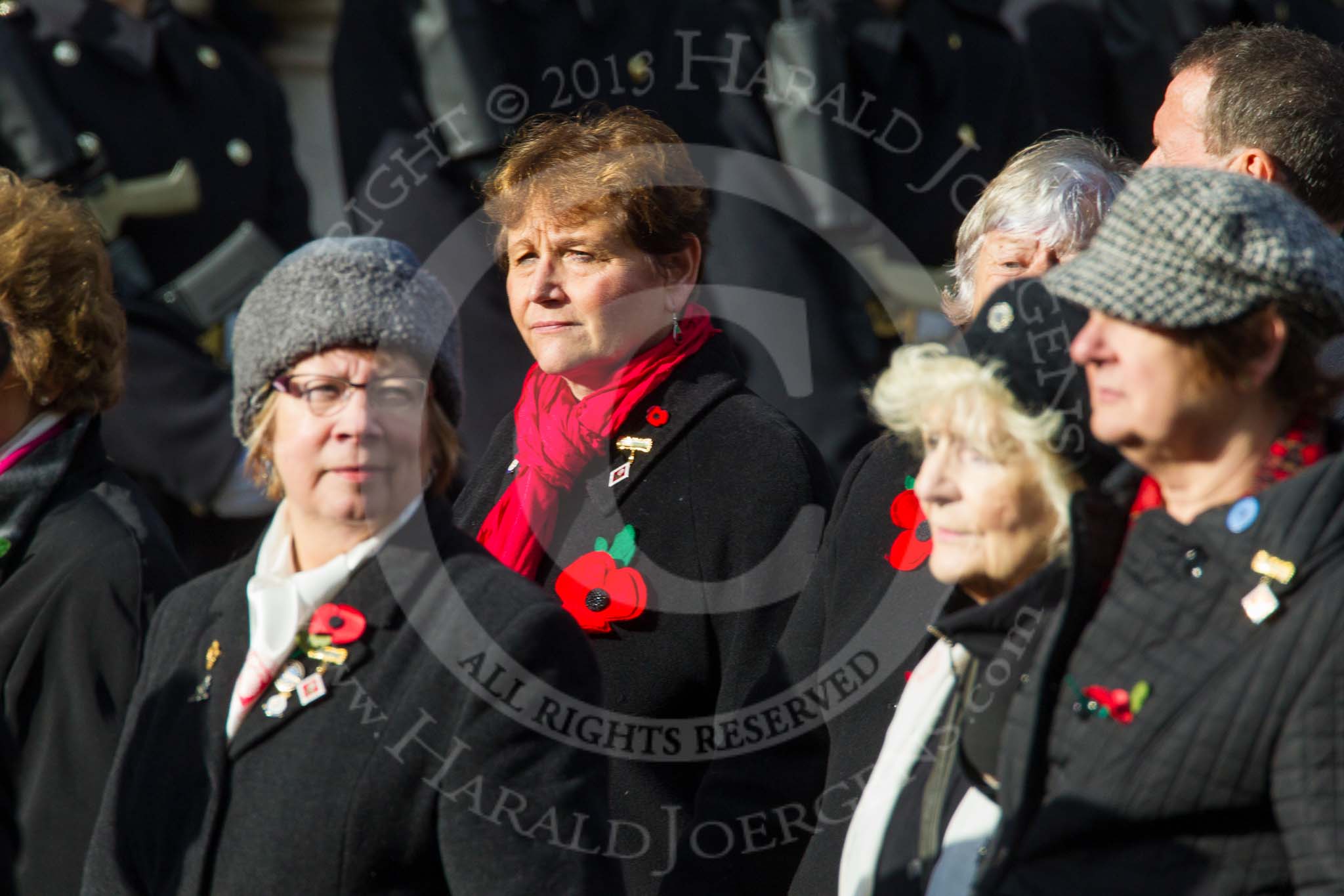 Remembrance Sunday at the Cenotaph in London 2014: Group D24 - War Widows Association.
Press stand opposite the Foreign Office building, Whitehall, London SW1,
London,
Greater London,
United Kingdom,
on 09 November 2014 at 11:47, image #447