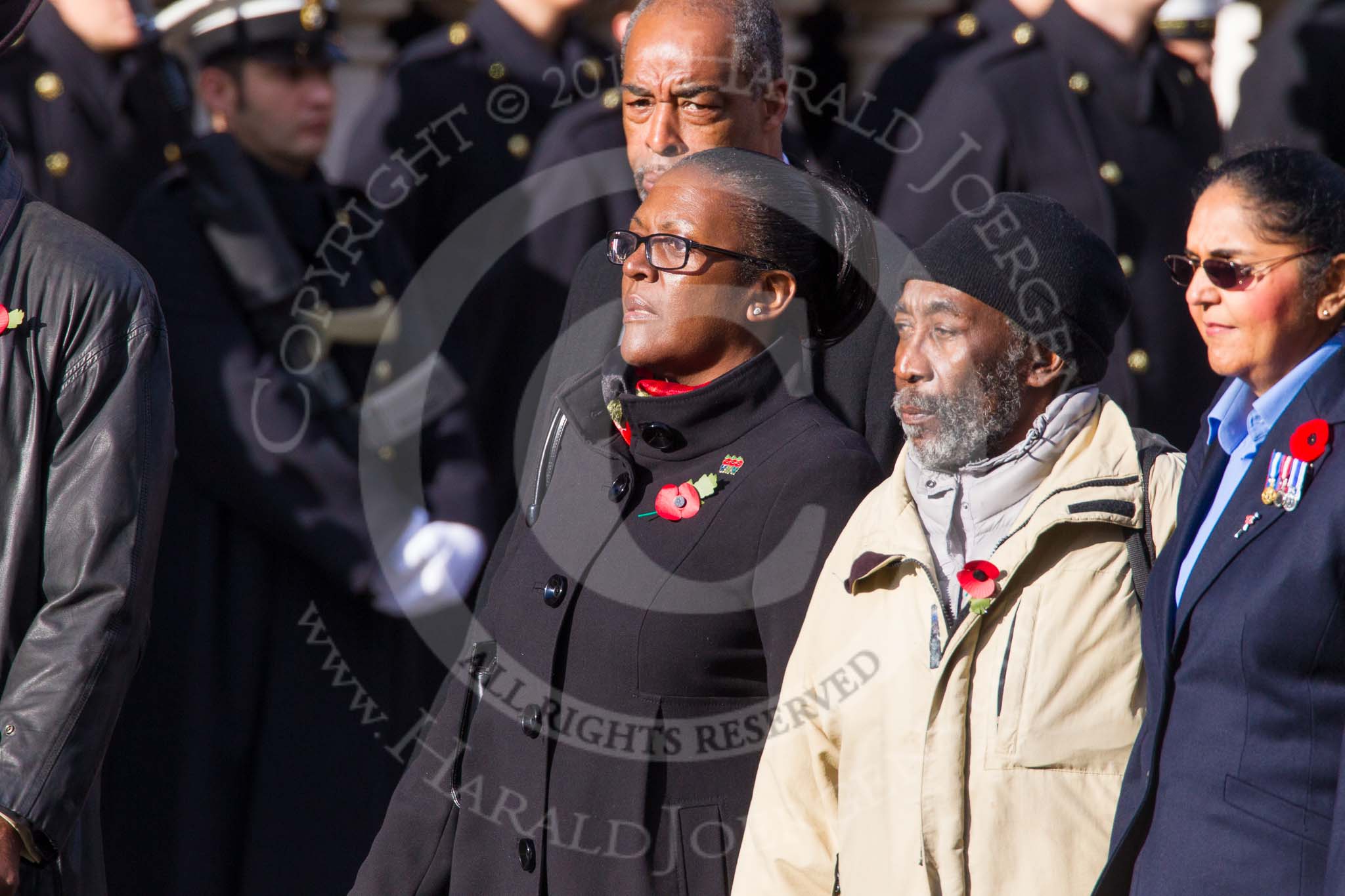 Remembrance Sunday at the Cenotaph in London 2014: Group D27 - West Indian Association of Service Personnel.
Press stand opposite the Foreign Office building, Whitehall, London SW1,
London,
Greater London,
United Kingdom,
on 09 November 2014 at 11:48, image #491