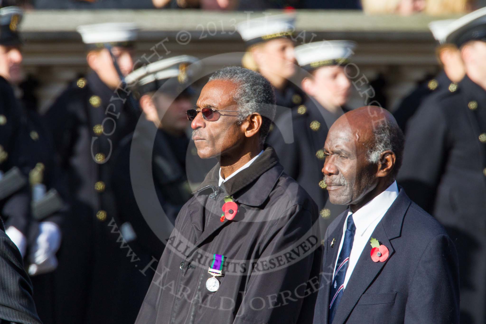 Remembrance Sunday at the Cenotaph in London 2014: Group D27 - West Indian Association of Service Personnel.
Press stand opposite the Foreign Office building, Whitehall, London SW1,
London,
Greater London,
United Kingdom,
on 09 November 2014 at 11:48, image #497