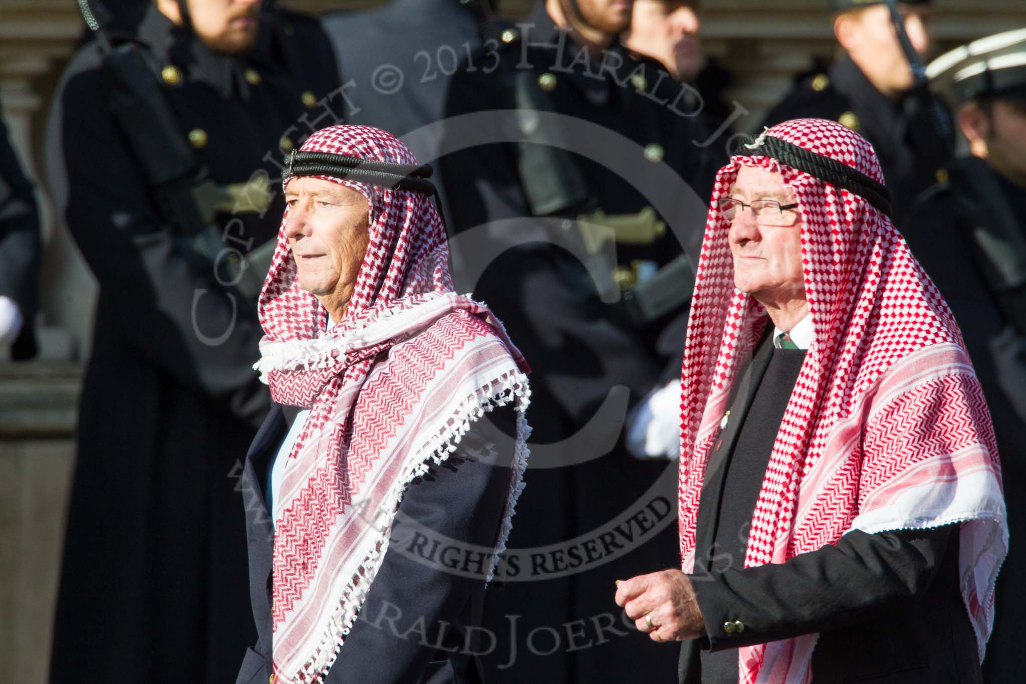 Remembrance Sunday at the Cenotaph in London 2014: Group D28 - Trucial Oman Scouts Association.
Press stand opposite the Foreign Office building, Whitehall, London SW1,
London,
Greater London,
United Kingdom,
on 09 November 2014 at 11:48, image #499