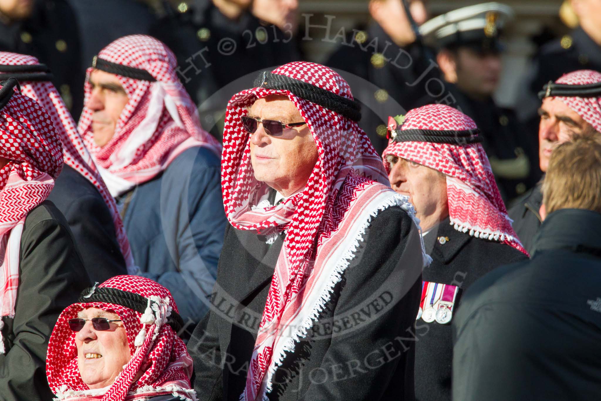 Remembrance Sunday at the Cenotaph in London 2014: Group D28 - Trucial Oman Scouts Association.
Press stand opposite the Foreign Office building, Whitehall, London SW1,
London,
Greater London,
United Kingdom,
on 09 November 2014 at 11:48, image #502