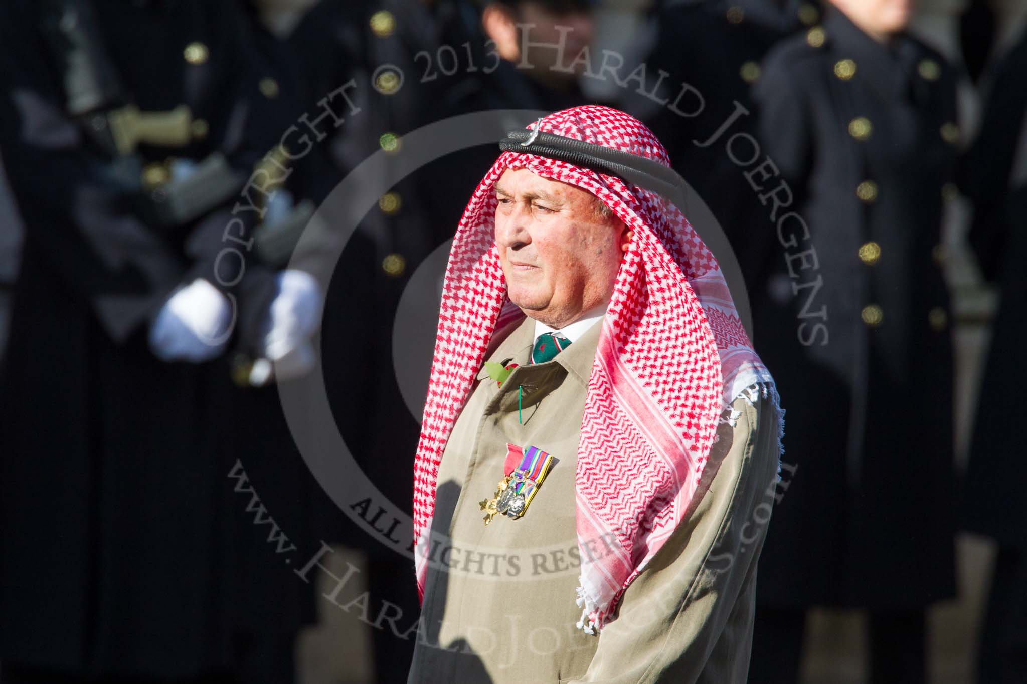 Remembrance Sunday at the Cenotaph in London 2014: Group D28 - Trucial Oman Scouts Association.
Press stand opposite the Foreign Office building, Whitehall, London SW1,
London,
Greater London,
United Kingdom,
on 09 November 2014 at 11:48, image #506