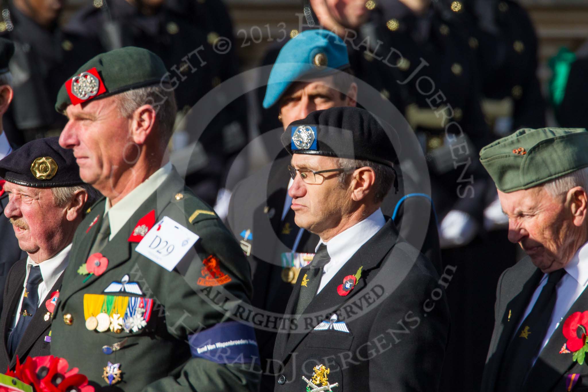 Remembrance Sunday at the Cenotaph in London 2014: Group D29 - Bond Van Wapenbroeders.
Press stand opposite the Foreign Office building, Whitehall, London SW1,
London,
Greater London,
United Kingdom,
on 09 November 2014 at 11:48, image #513
