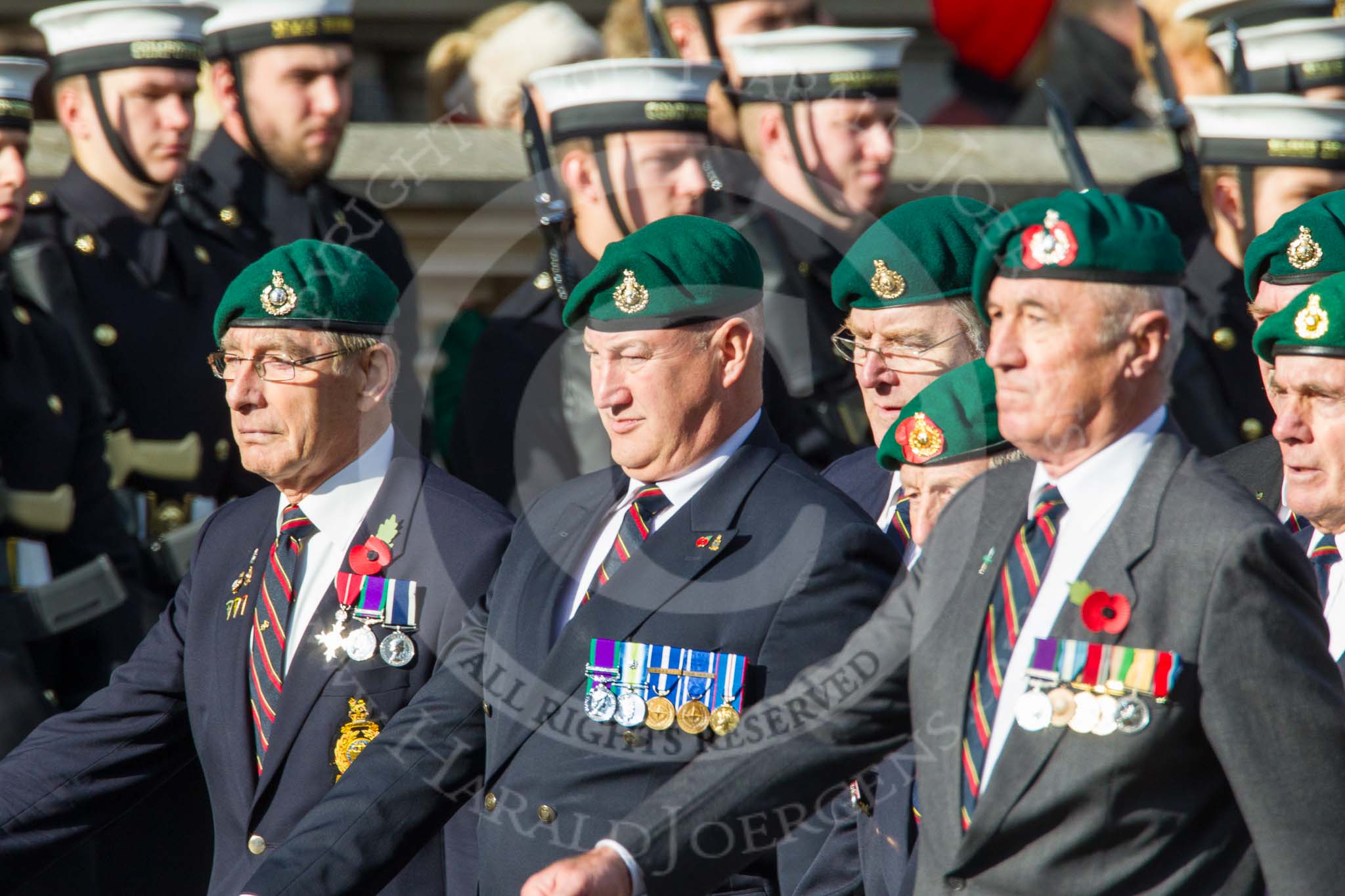 Remembrance Sunday at the Cenotaph in London 2014: Group E1 - Royal Marines Association.
Press stand opposite the Foreign Office building, Whitehall, London SW1,
London,
Greater London,
United Kingdom,
on 09 November 2014 at 11:49, image #527