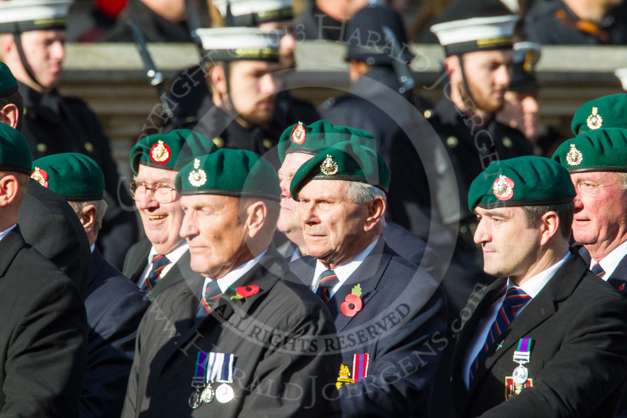 Remembrance Sunday at the Cenotaph in London 2014: Group E1 - Royal Marines Association.
Press stand opposite the Foreign Office building, Whitehall, London SW1,
London,
Greater London,
United Kingdom,
on 09 November 2014 at 11:49, image #533