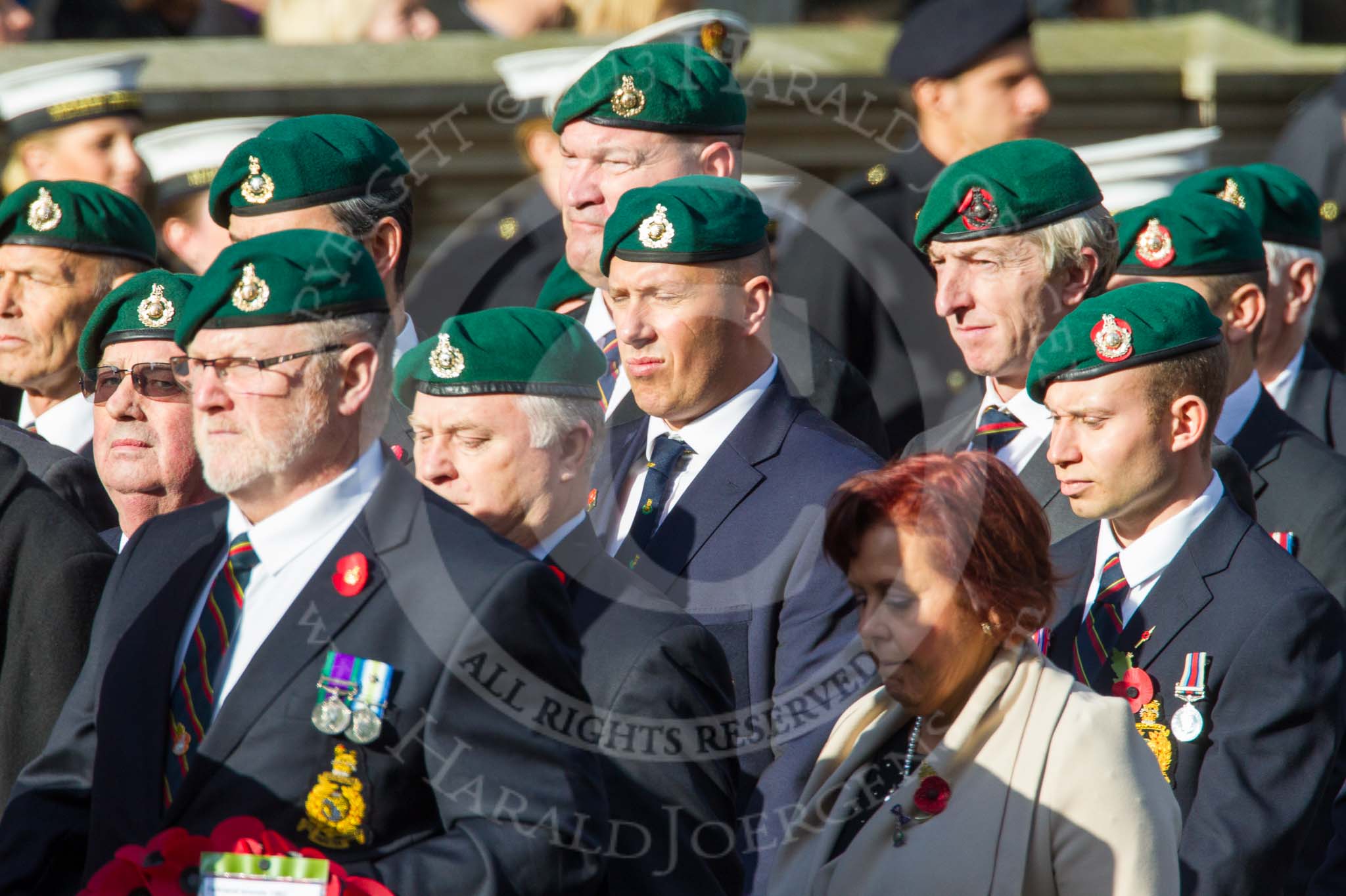 Remembrance Sunday at the Cenotaph in London 2014: Group E1 - Royal Marines Association.
Press stand opposite the Foreign Office building, Whitehall, London SW1,
London,
Greater London,
United Kingdom,
on 09 November 2014 at 11:49, image #545