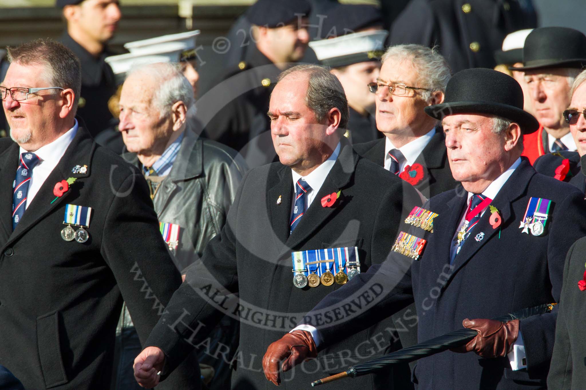 Remembrance Sunday at the Cenotaph in London 2014: Group E1 - Royal Marines Association.
Press stand opposite the Foreign Office building, Whitehall, London SW1,
London,
Greater London,
United Kingdom,
on 09 November 2014 at 11:49, image #554