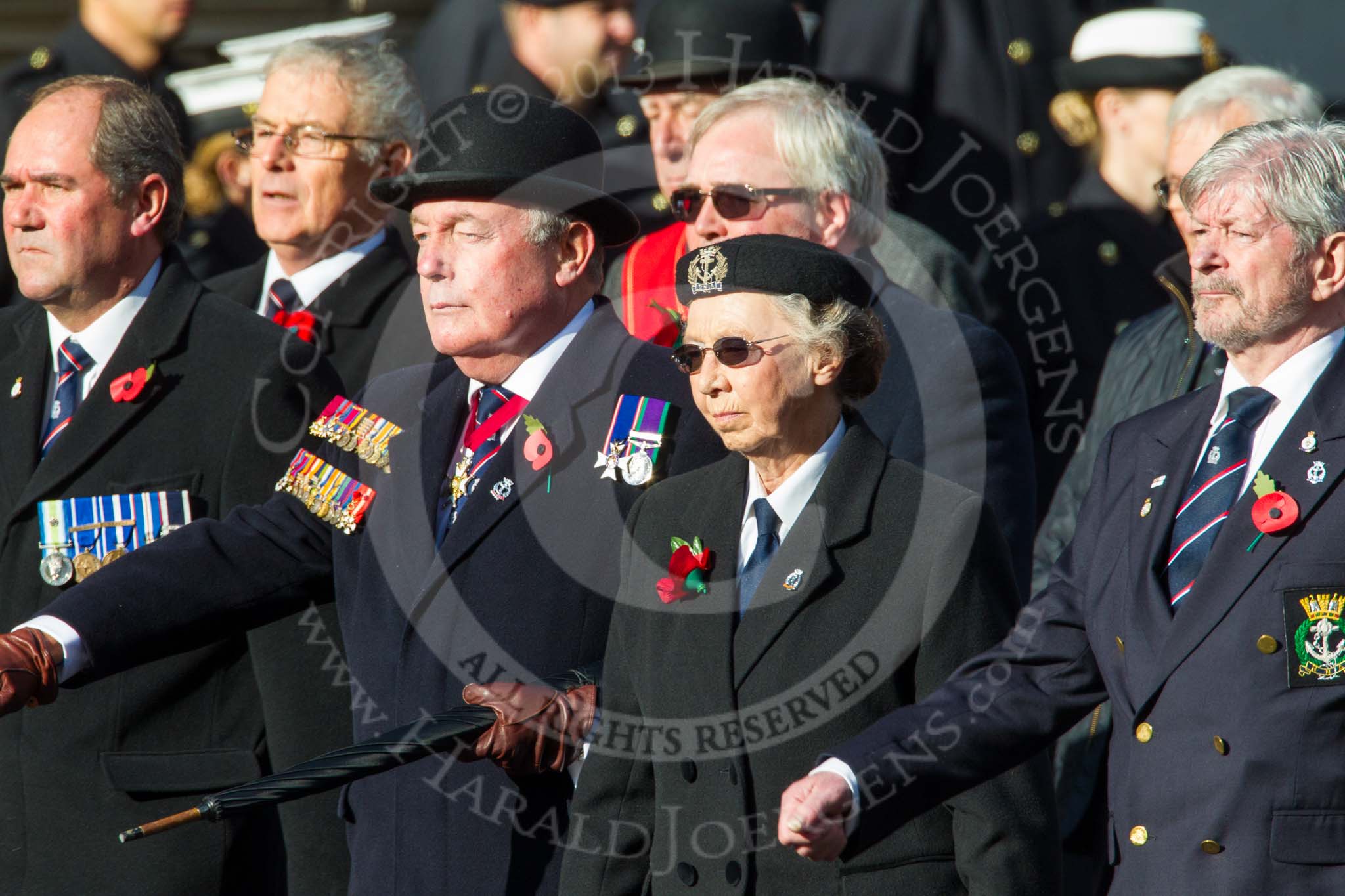 Remembrance Sunday at the Cenotaph in London 2014: Group E1 - Royal Marines Association.
Press stand opposite the Foreign Office building, Whitehall, London SW1,
London,
Greater London,
United Kingdom,
on 09 November 2014 at 11:49, image #555