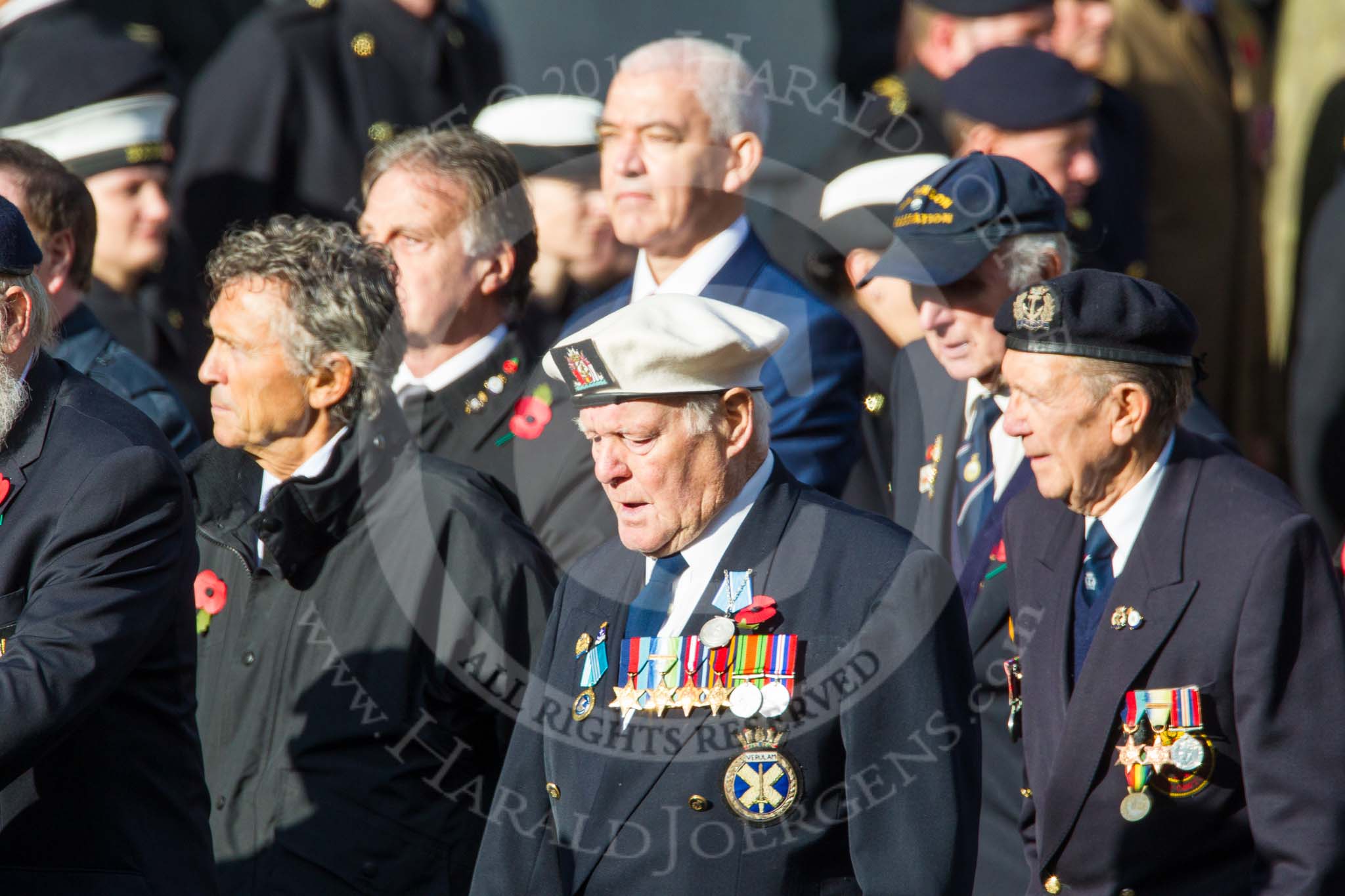 Remembrance Sunday at the Cenotaph in London 2014: Group E2 - Royal Naval Association.
Press stand opposite the Foreign Office building, Whitehall, London SW1,
London,
Greater London,
United Kingdom,
on 09 November 2014 at 11:49, image #568
