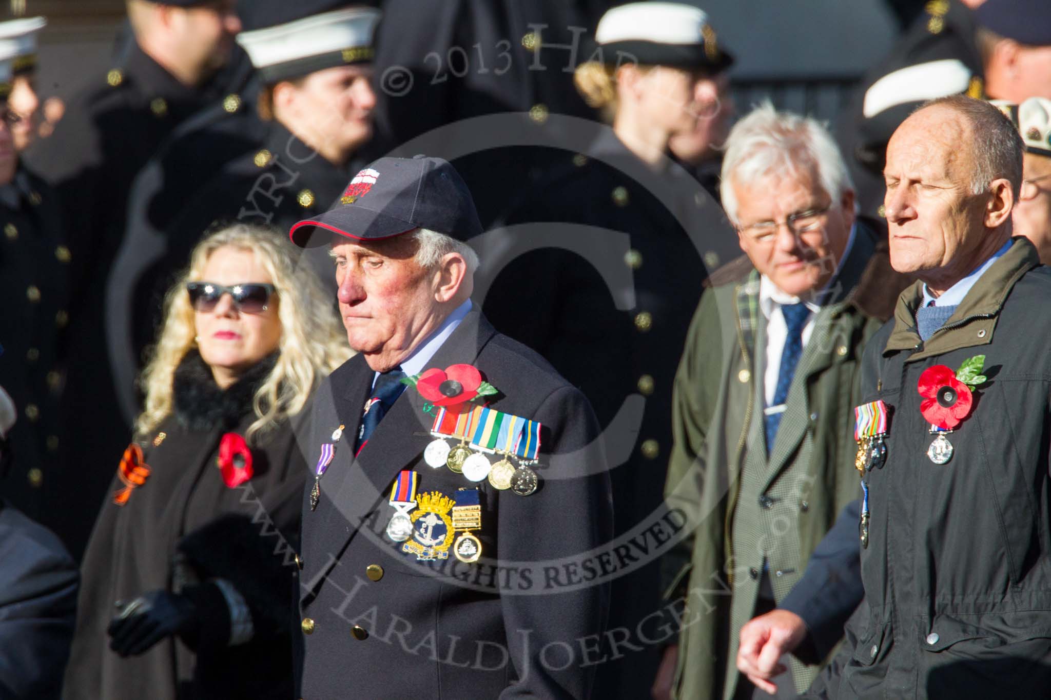 Remembrance Sunday at the Cenotaph in London 2014: Group E2 - Royal Naval Association.
Press stand opposite the Foreign Office building, Whitehall, London SW1,
London,
Greater London,
United Kingdom,
on 09 November 2014 at 11:49, image #574