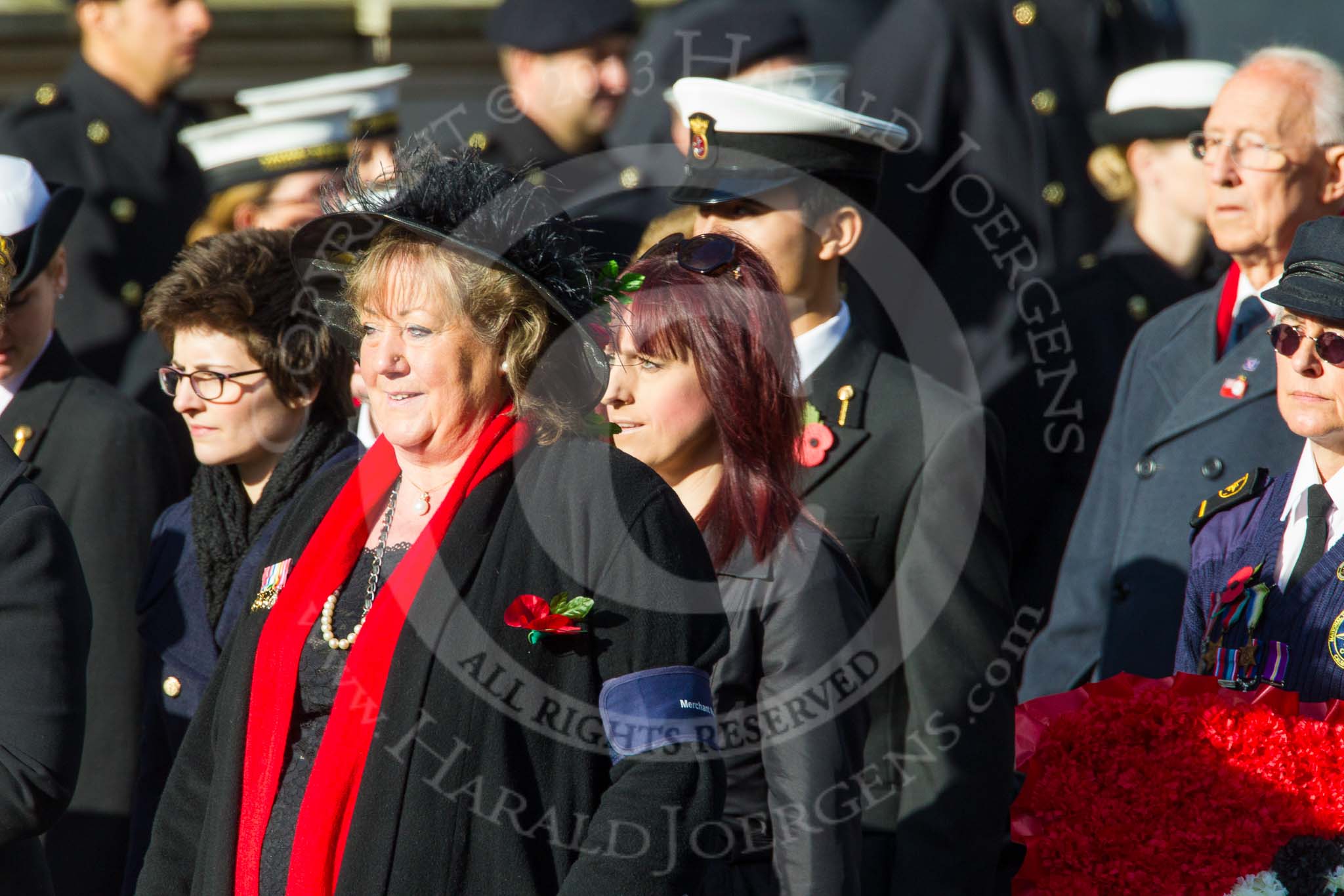 Remembrance Sunday at the Cenotaph in London 2014: Group E3 - Merchant Navy Association.
Press stand opposite the Foreign Office building, Whitehall, London SW1,
London,
Greater London,
United Kingdom,
on 09 November 2014 at 11:50, image #590