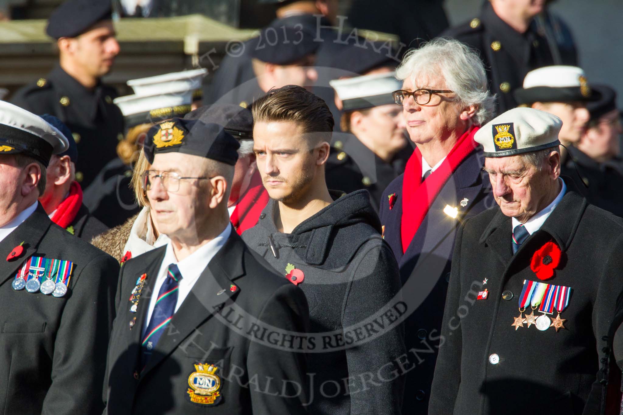 Remembrance Sunday at the Cenotaph in London 2014: Group E3 - Merchant Navy Association.
Press stand opposite the Foreign Office building, Whitehall, London SW1,
London,
Greater London,
United Kingdom,
on 09 November 2014 at 11:50, image #595