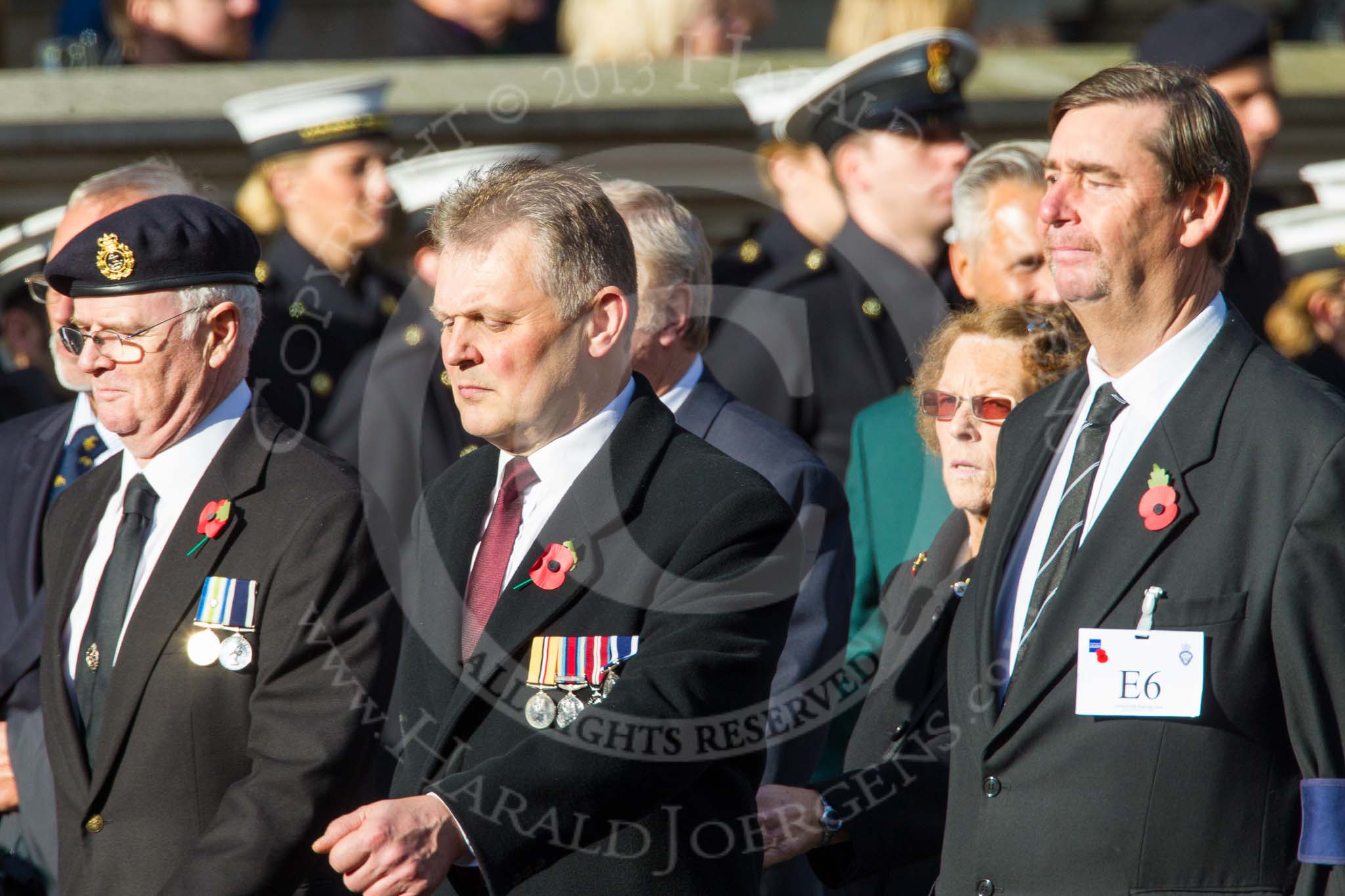 Remembrance Sunday at the Cenotaph in London 2014: Group E6 - Fleet Air Arm Bucaneer Association.
Press stand opposite the Foreign Office building, Whitehall, London SW1,
London,
Greater London,
United Kingdom,
on 09 November 2014 at 11:50, image #633
