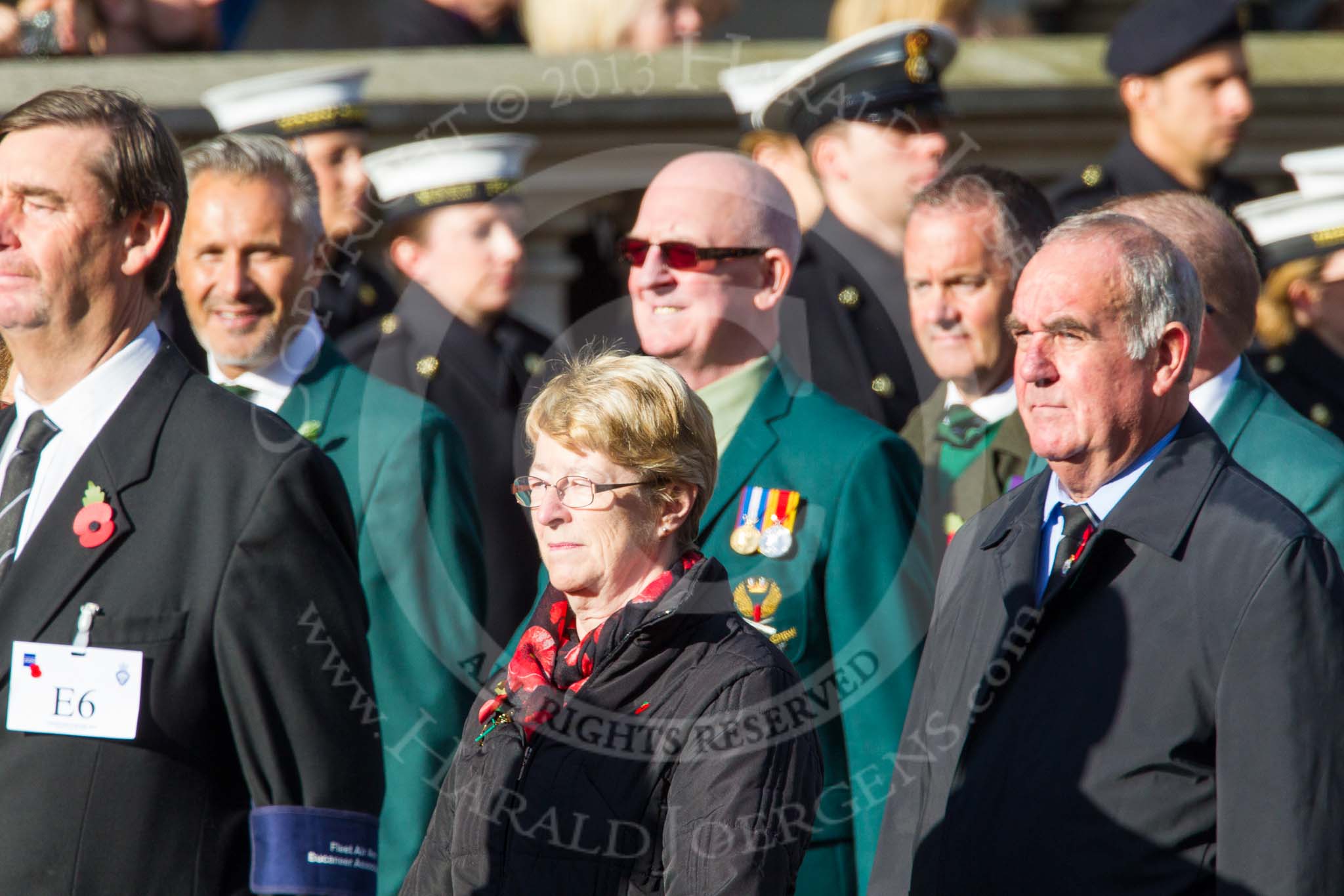 Remembrance Sunday at the Cenotaph in London 2014: Group E6 - Fleet Air Arm Bucaneer Association.
Press stand opposite the Foreign Office building, Whitehall, London SW1,
London,
Greater London,
United Kingdom,
on 09 November 2014 at 11:50, image #635