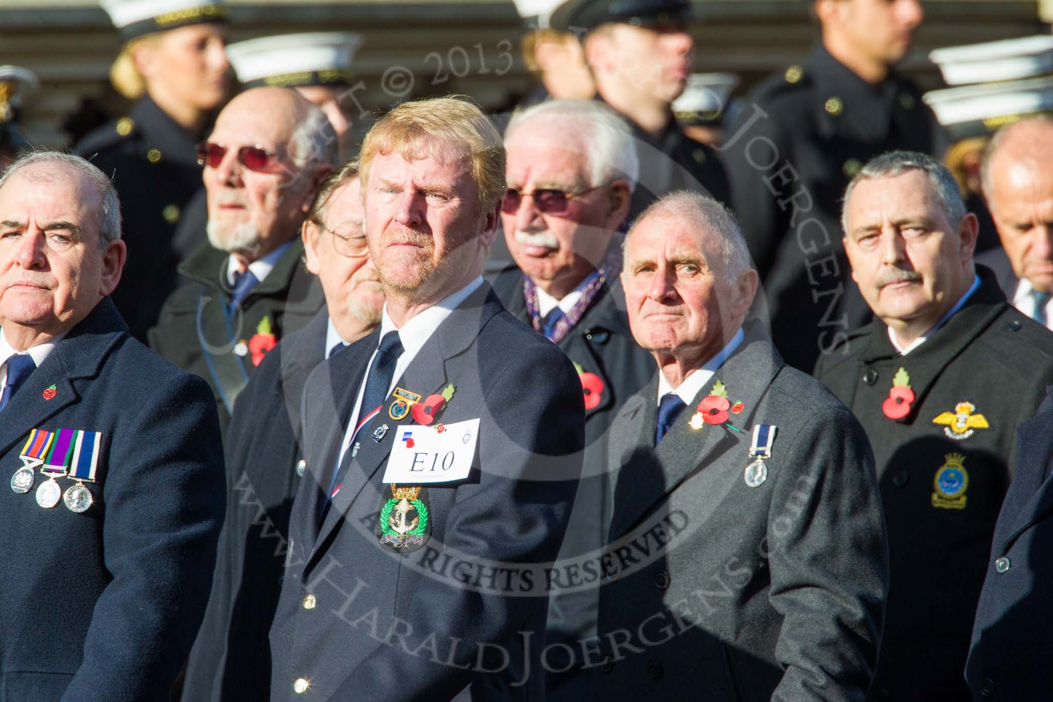 Remembrance Sunday at the Cenotaph in London 2014: Group E10 - Fleet Air Arm Safety Equipment & Survival Association.
Press stand opposite the Foreign Office building, Whitehall, London SW1,
London,
Greater London,
United Kingdom,
on 09 November 2014 at 11:51, image #659