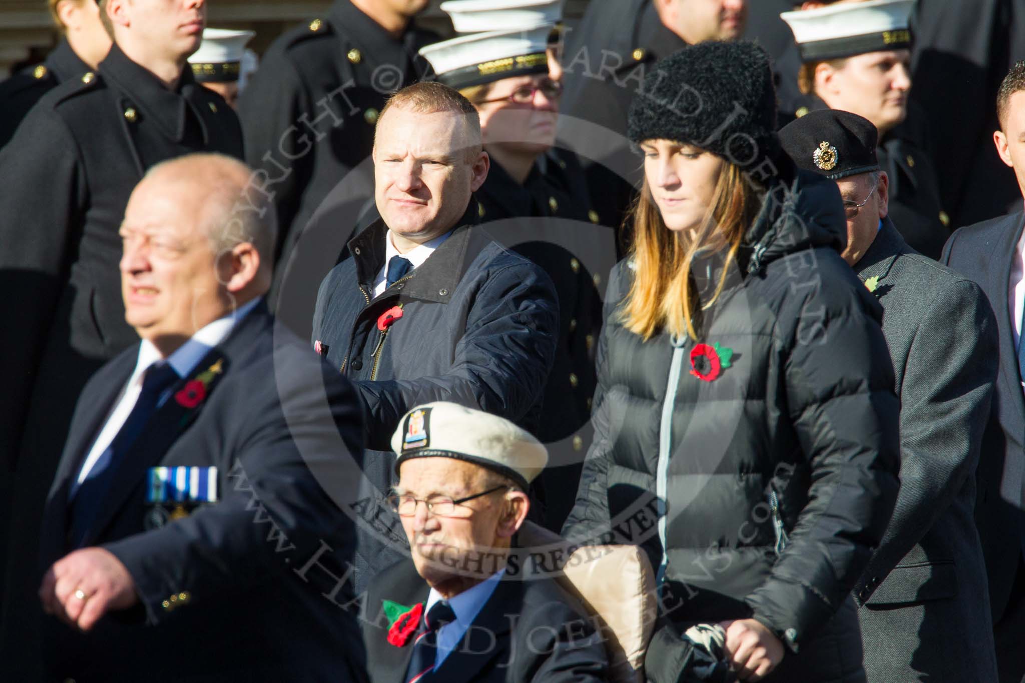 Remembrance Sunday at the Cenotaph in London 2014: Group E11 - Sea Harrier Association.
Press stand opposite the Foreign Office building, Whitehall, London SW1,
London,
Greater London,
United Kingdom,
on 09 November 2014 at 11:51, image #671