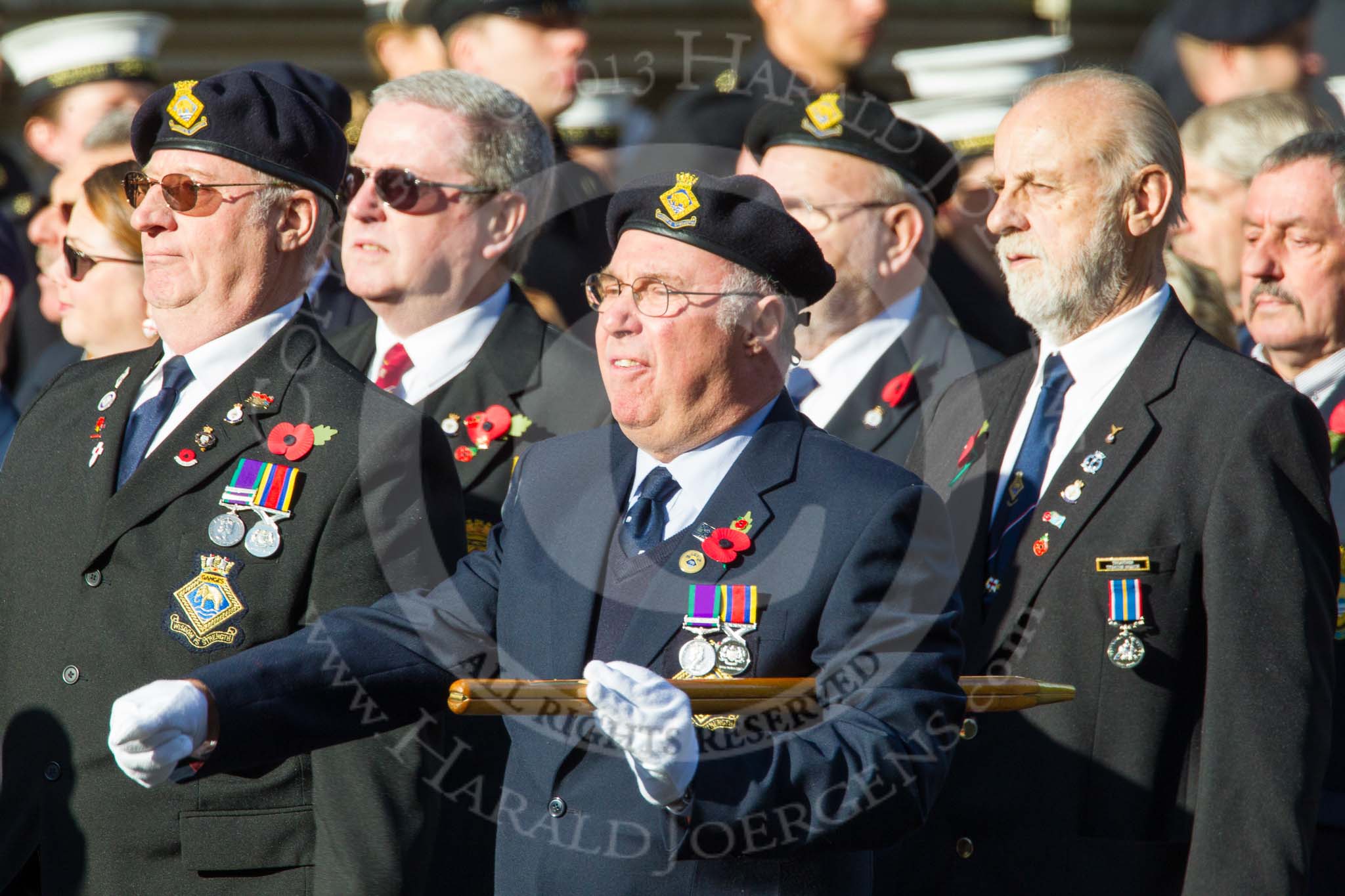 Remembrance Sunday at the Cenotaph in London 2014: Group E17 - HMS Ganges Association.
Press stand opposite the Foreign Office building, Whitehall, London SW1,
London,
Greater London,
United Kingdom,
on 09 November 2014 at 11:51, image #695