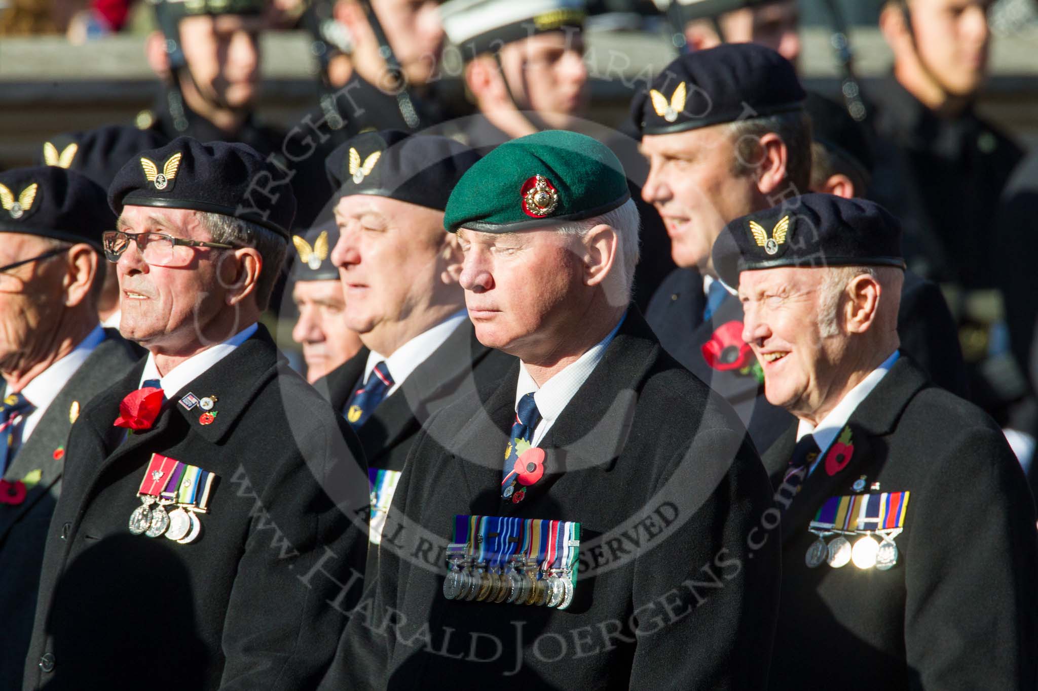 Remembrance Sunday at the Cenotaph in London 2014: Group E38 - Aircrewmans Association.
Press stand opposite the Foreign Office building, Whitehall, London SW1,
London,
Greater London,
United Kingdom,
on 09 November 2014 at 11:54, image #862