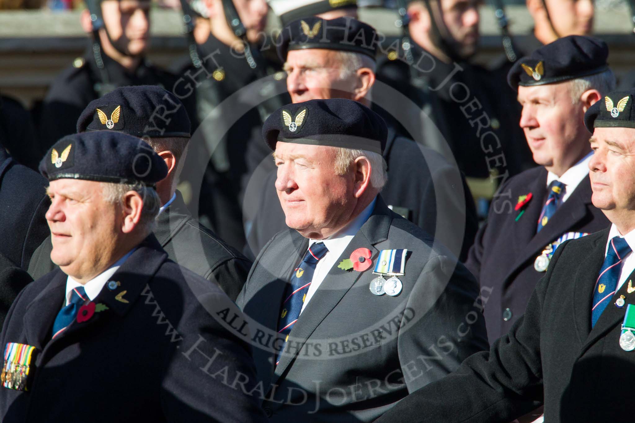 Remembrance Sunday at the Cenotaph in London 2014: Group E38 - Aircrewmans Association.
Press stand opposite the Foreign Office building, Whitehall, London SW1,
London,
Greater London,
United Kingdom,
on 09 November 2014 at 11:54, image #864