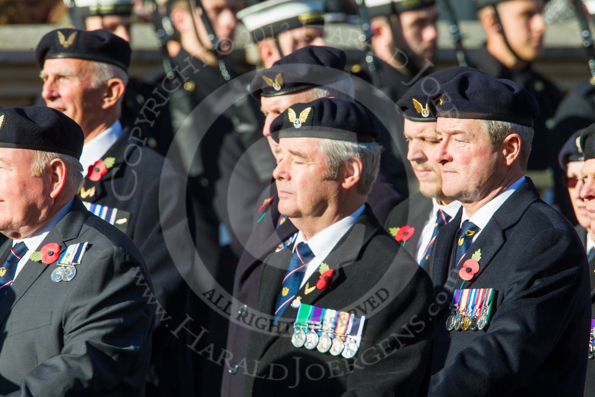 Remembrance Sunday at the Cenotaph in London 2014: Group E38 - Aircrewmans Association.
Press stand opposite the Foreign Office building, Whitehall, London SW1,
London,
Greater London,
United Kingdom,
on 09 November 2014 at 11:54, image #865