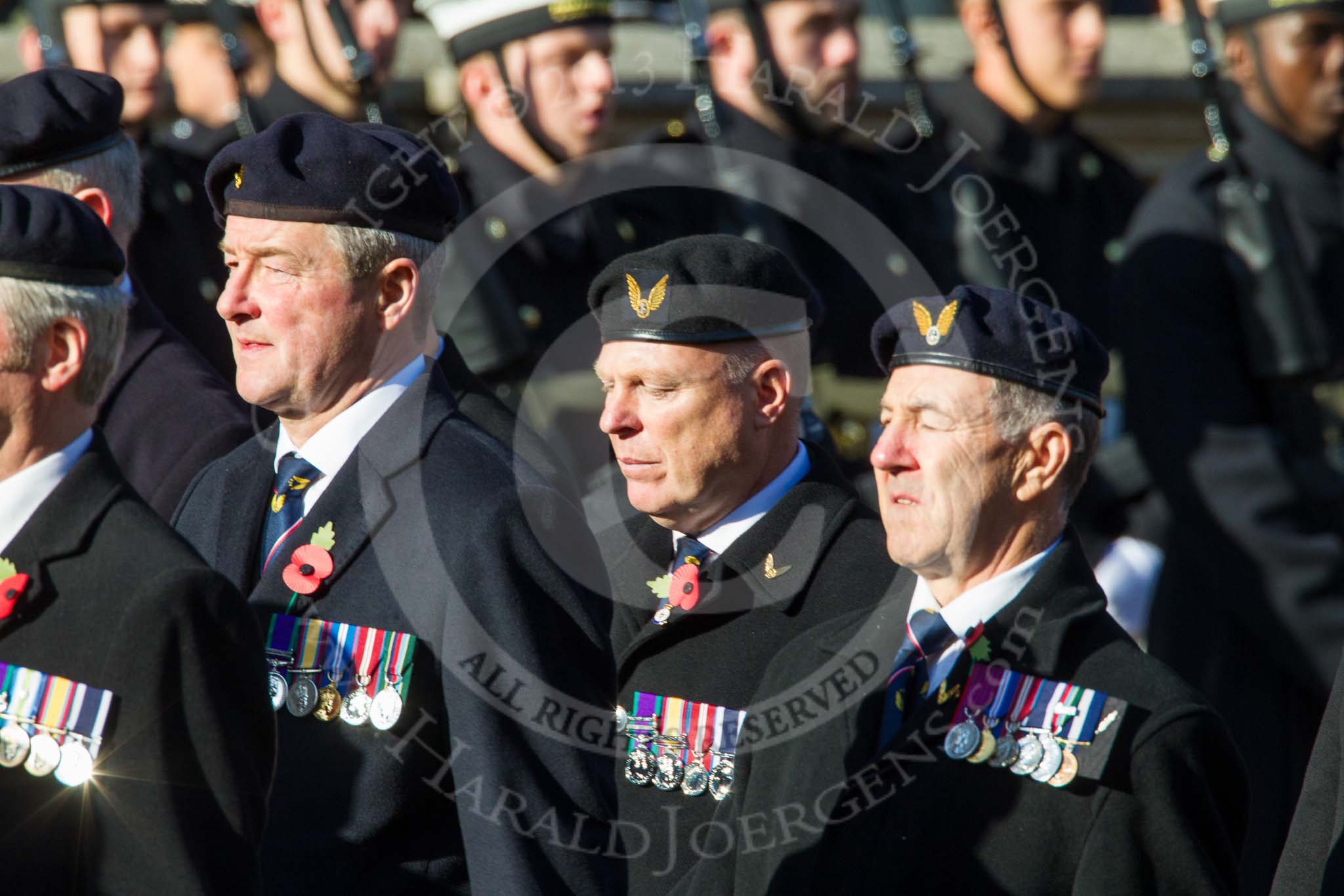 Remembrance Sunday at the Cenotaph in London 2014: Group E38 - Aircrewmans Association.
Press stand opposite the Foreign Office building, Whitehall, London SW1,
London,
Greater London,
United Kingdom,
on 09 November 2014 at 11:54, image #866