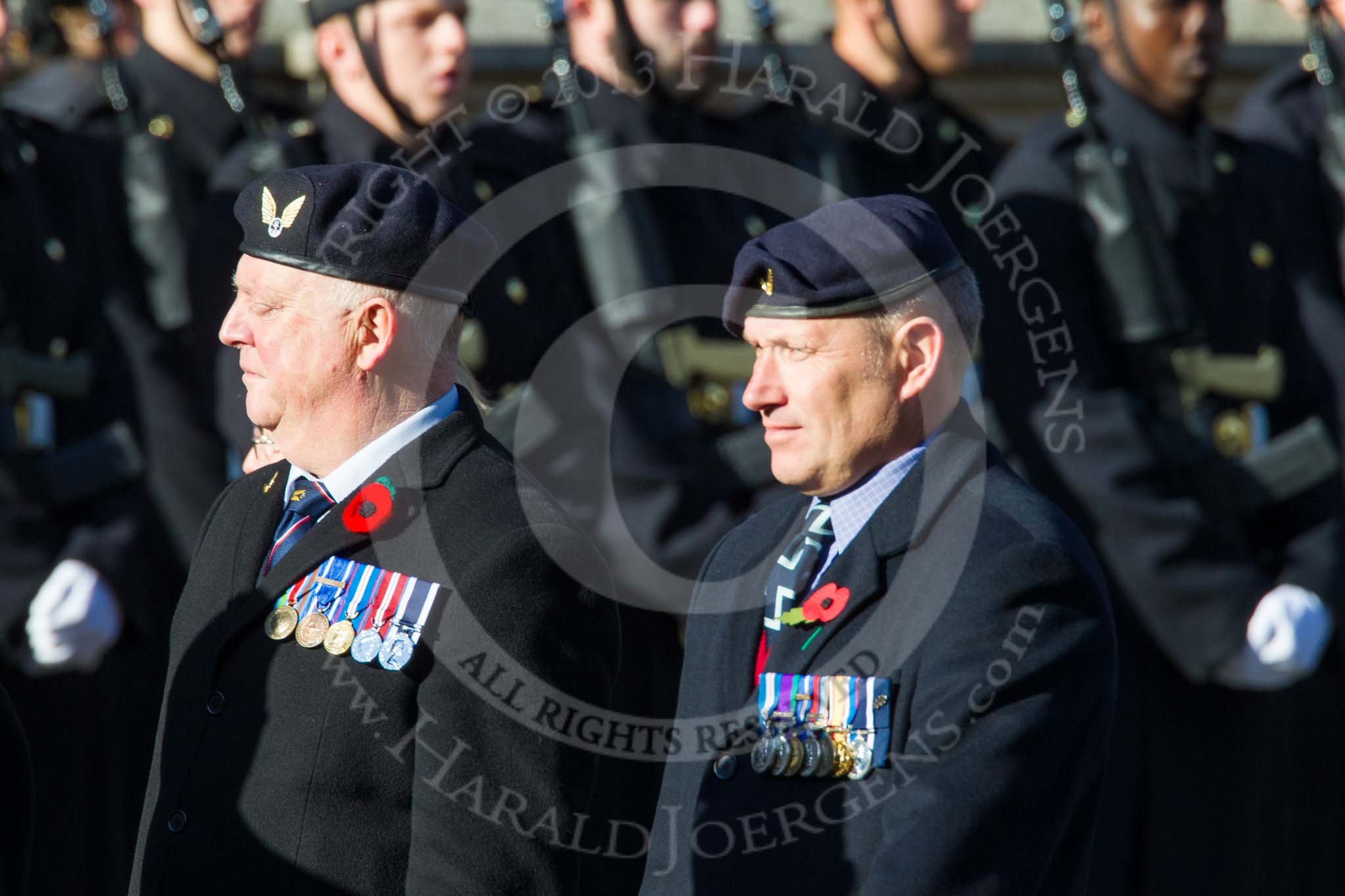 Remembrance Sunday at the Cenotaph in London 2014: Group E38 - Aircrewmans Association.
Press stand opposite the Foreign Office building, Whitehall, London SW1,
London,
Greater London,
United Kingdom,
on 09 November 2014 at 11:54, image #868