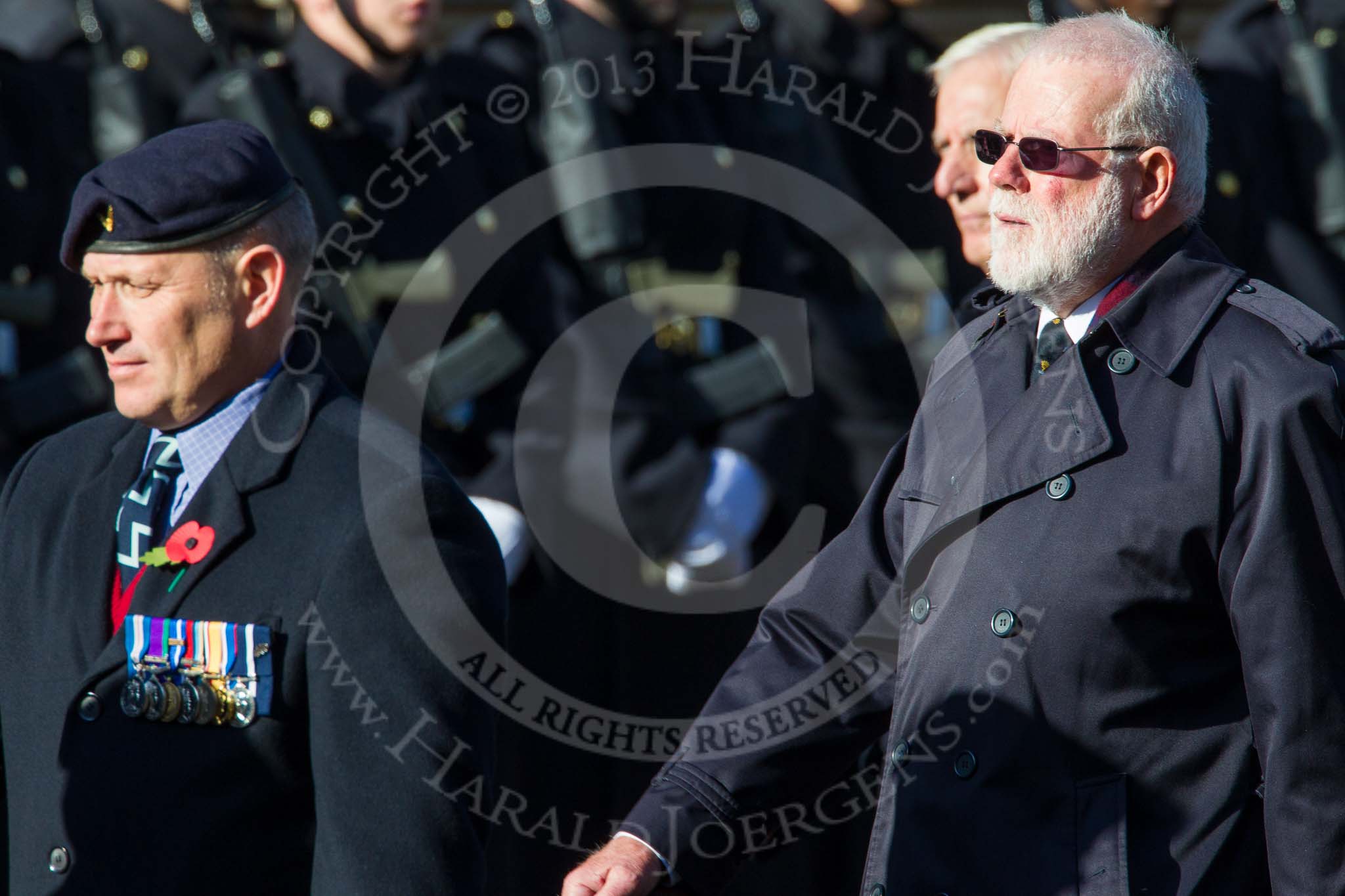 Remembrance Sunday at the Cenotaph in London 2014: Group E38 - Aircrewmans Association.
Press stand opposite the Foreign Office building, Whitehall, London SW1,
London,
Greater London,
United Kingdom,
on 09 November 2014 at 11:54, image #869