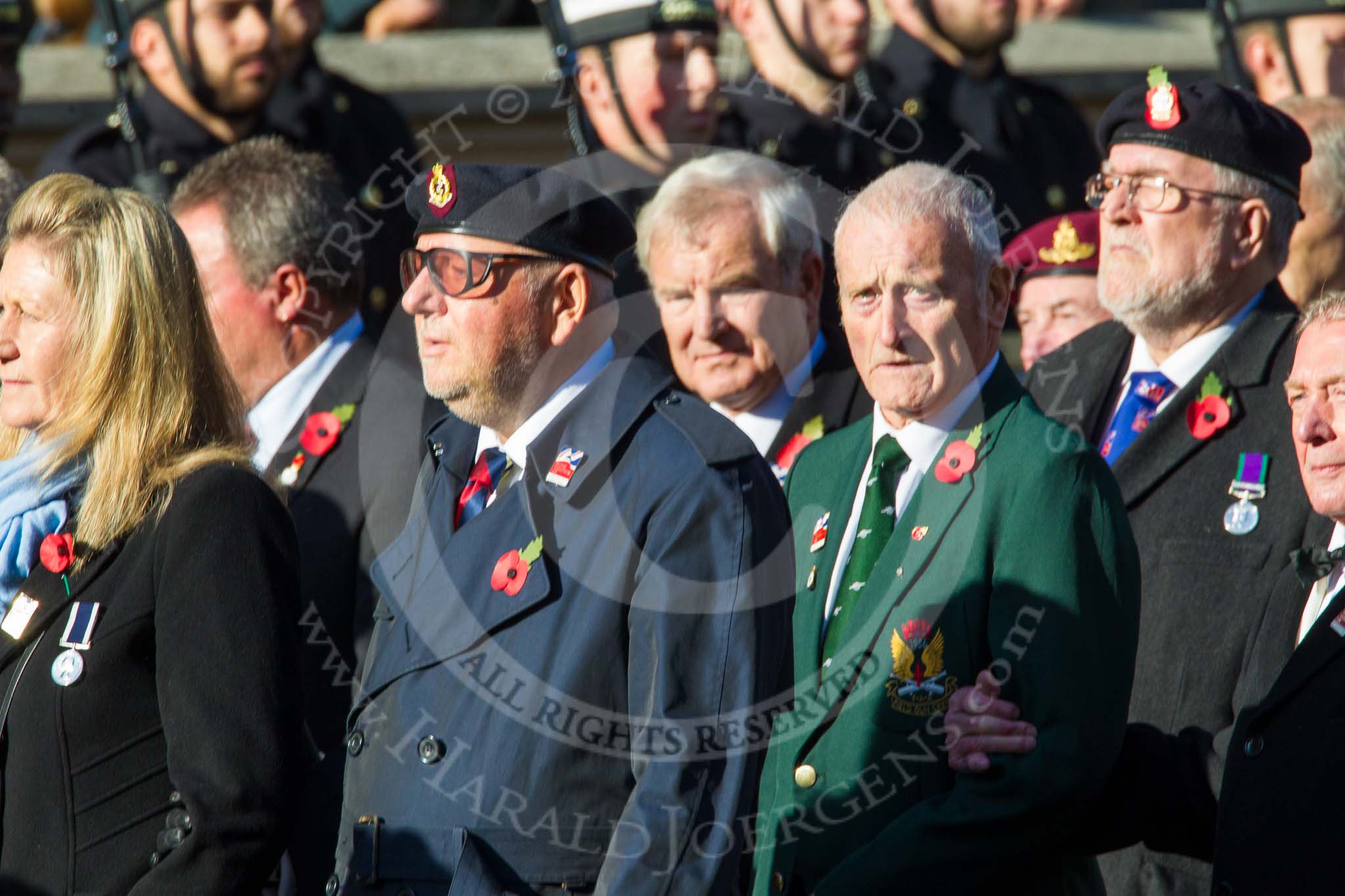 Remembrance Sunday at the Cenotaph in London 2014: Group A1 - Blind Veterans UK.
Press stand opposite the Foreign Office building, Whitehall, London SW1,
London,
Greater London,
United Kingdom,
on 09 November 2014 at 11:56, image #909