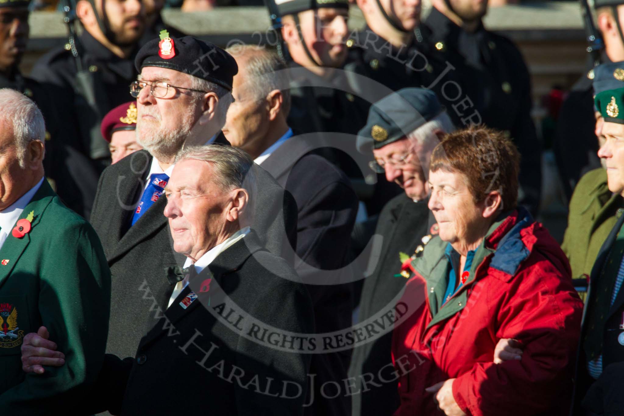 Remembrance Sunday at the Cenotaph in London 2014: Group A1 - Blind Veterans UK.
Press stand opposite the Foreign Office building, Whitehall, London SW1,
London,
Greater London,
United Kingdom,
on 09 November 2014 at 11:56, image #910