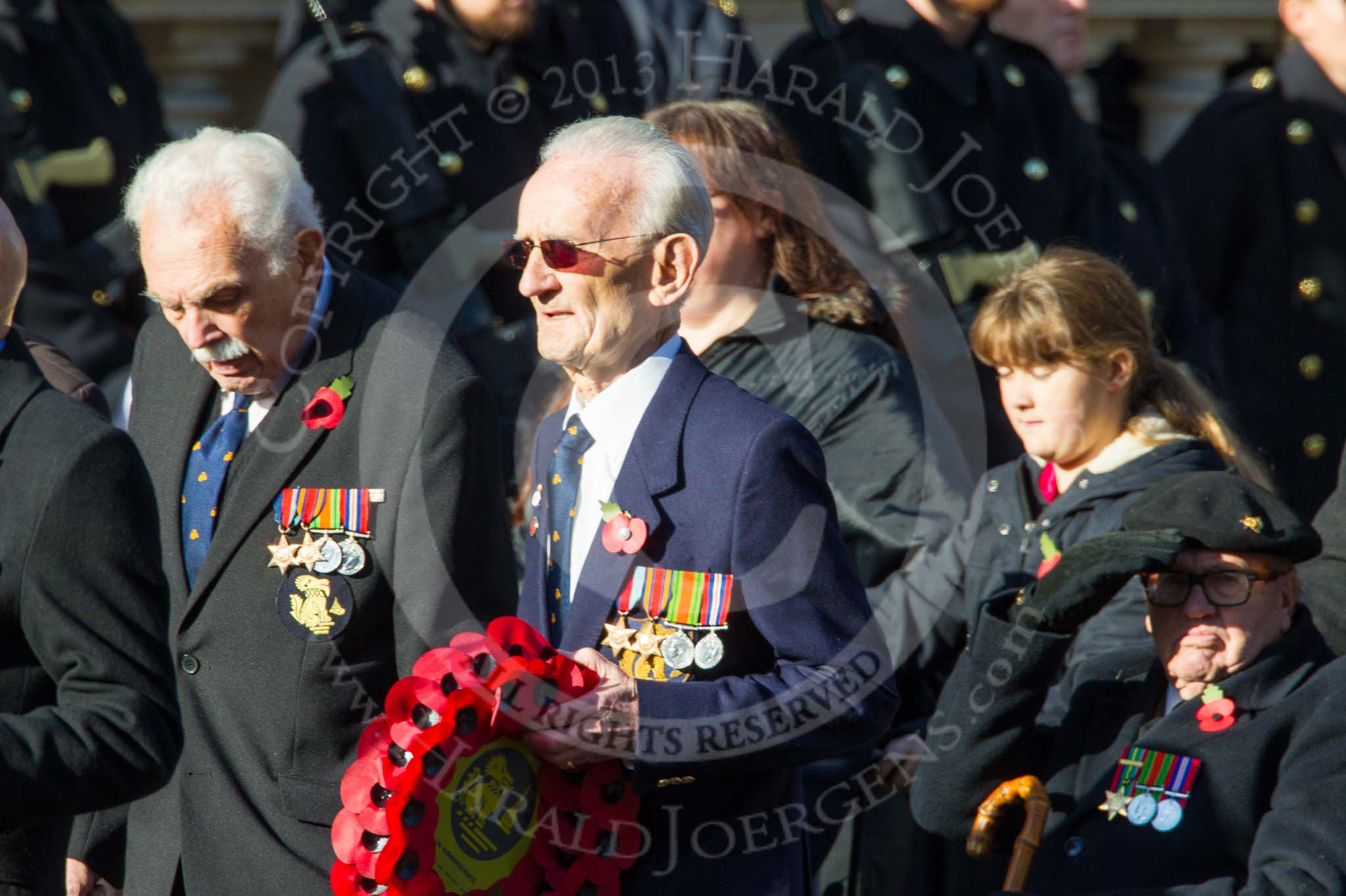 Remembrance Sunday at the Cenotaph in London 2014: Group F3 - Monte Cassino Society.
Press stand opposite the Foreign Office building, Whitehall, London SW1,
London,
Greater London,
United Kingdom,
on 09 November 2014 at 11:56, image #955