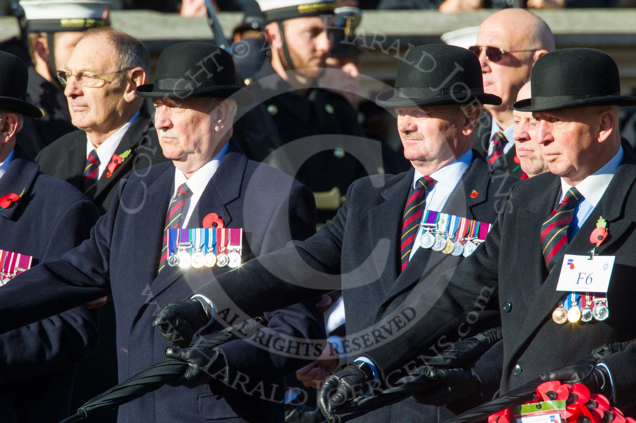 Remembrance Sunday at the Cenotaph in London 2014: Group F6 - Queen's Bodyguard of The Yeoman of The Guard.
Press stand opposite the Foreign Office building, Whitehall, London SW1,
London,
Greater London,
United Kingdom,
on 09 November 2014 at 11:57, image #966