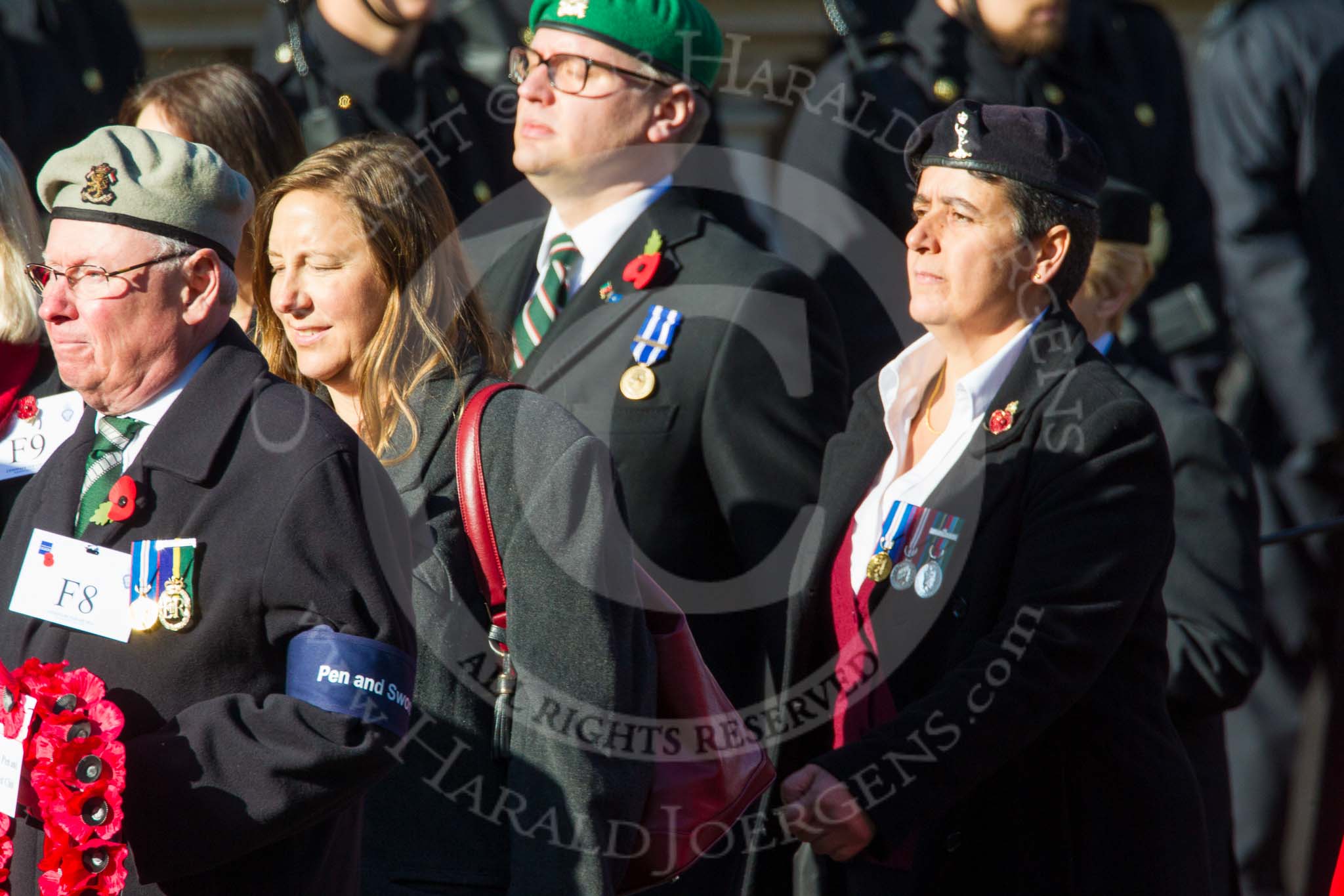 Remembrance Sunday at the Cenotaph in London 2014: Group F9 - Officers Association.
Press stand opposite the Foreign Office building, Whitehall, London SW1,
London,
Greater London,
United Kingdom,
on 09 November 2014 at 11:57, image #978
