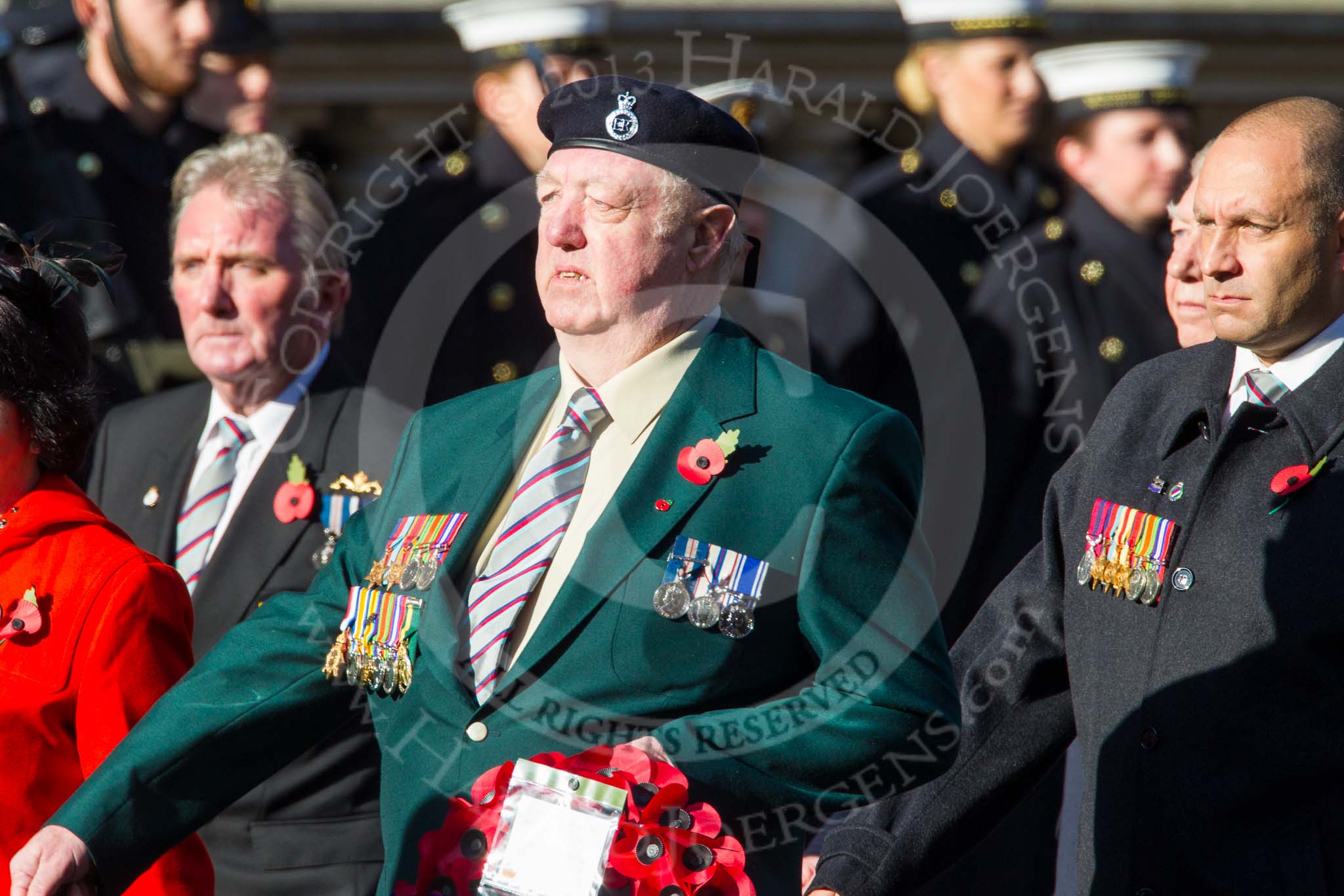 Remembrance Sunday at the Cenotaph in London 2014: Group F14 - National Malaya & Borneo Veterans Association.
Press stand opposite the Foreign Office building, Whitehall, London SW1,
London,
Greater London,
United Kingdom,
on 09 November 2014 at 11:57, image #1010