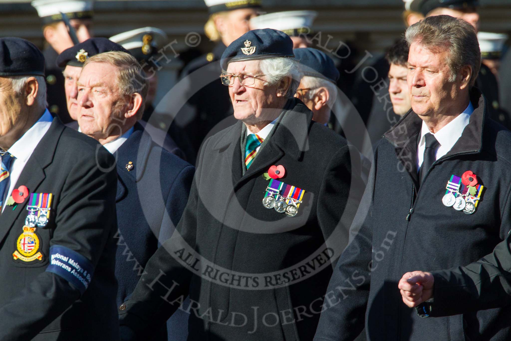 Remembrance Sunday at the Cenotaph in London 2014: Group F14 - National Malaya & Borneo Veterans Association.
Press stand opposite the Foreign Office building, Whitehall, London SW1,
London,
Greater London,
United Kingdom,
on 09 November 2014 at 11:58, image #1022