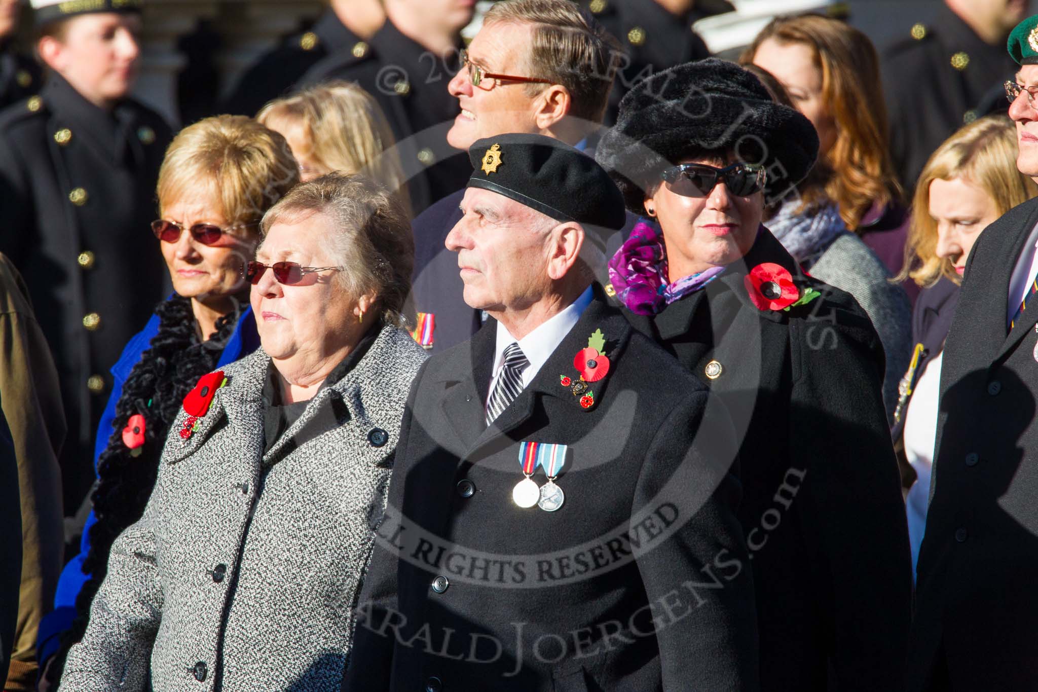 Remembrance Sunday at the Cenotaph in London 2014: Group F14 - National Malaya & Borneo Veterans Association.
Press stand opposite the Foreign Office building, Whitehall, London SW1,
London,
Greater London,
United Kingdom,
on 09 November 2014 at 11:58, image #1026