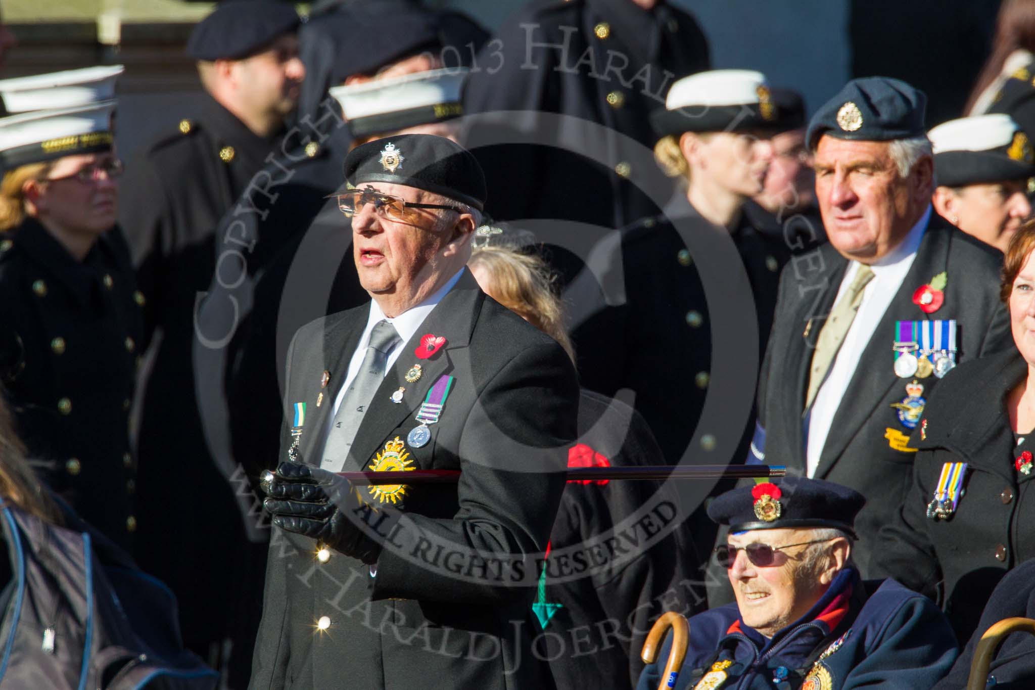 Remembrance Sunday at the Cenotaph in London 2014: Group F18 - Aden Veterans Association.
Press stand opposite the Foreign Office building, Whitehall, London SW1,
London,
Greater London,
United Kingdom,
on 09 November 2014 at 11:59, image #1066