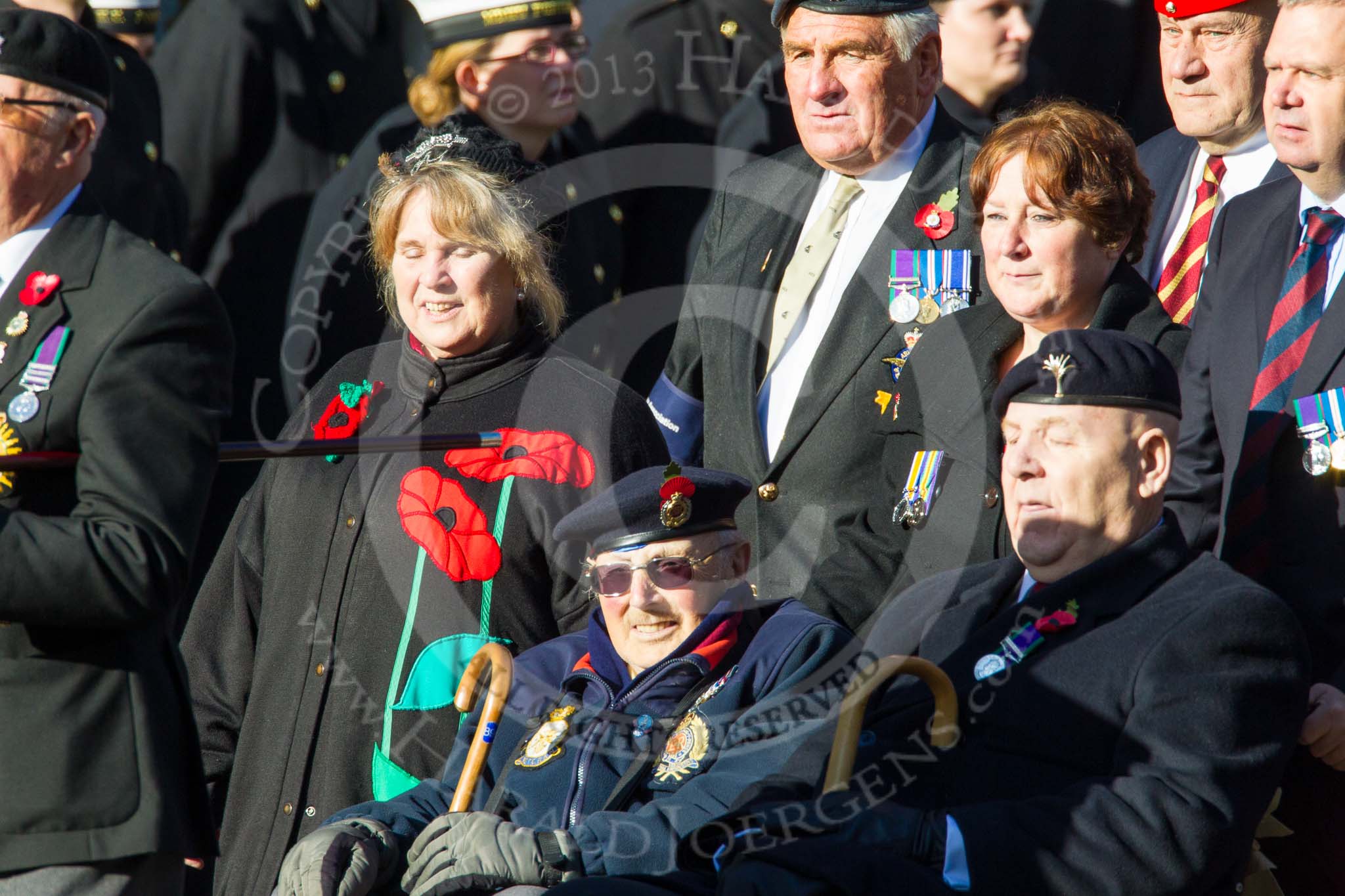 Remembrance Sunday at the Cenotaph in London 2014: Group F18 - Aden Veterans Association.
Press stand opposite the Foreign Office building, Whitehall, London SW1,
London,
Greater London,
United Kingdom,
on 09 November 2014 at 11:59, image #1068