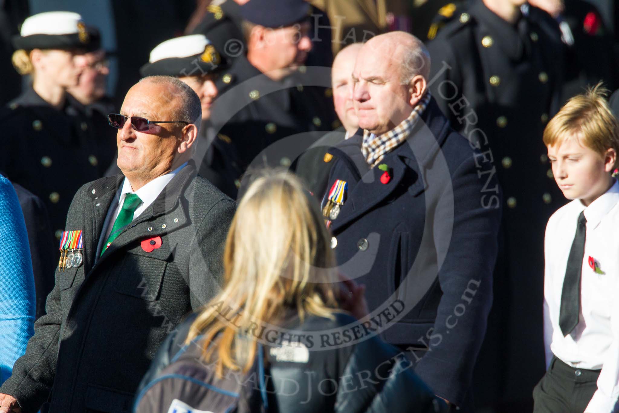 Remembrance Sunday at the Cenotaph in London 2014: Group F19 - 1st Army Association.
Press stand opposite the Foreign Office building, Whitehall, London SW1,
London,
Greater London,
United Kingdom,
on 09 November 2014 at 11:59, image #1095