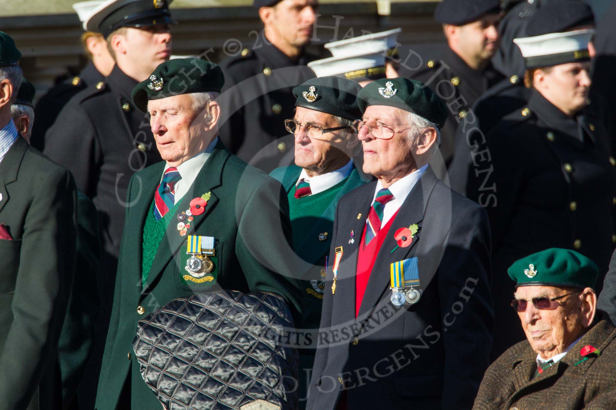 Remembrance Sunday at the Cenotaph in London 2014: Group A7 - Light Infantry Association.
Press stand opposite the Foreign Office building, Whitehall, London SW1,
London,
Greater London,
United Kingdom,
on 09 November 2014 at 12:00, image #1153