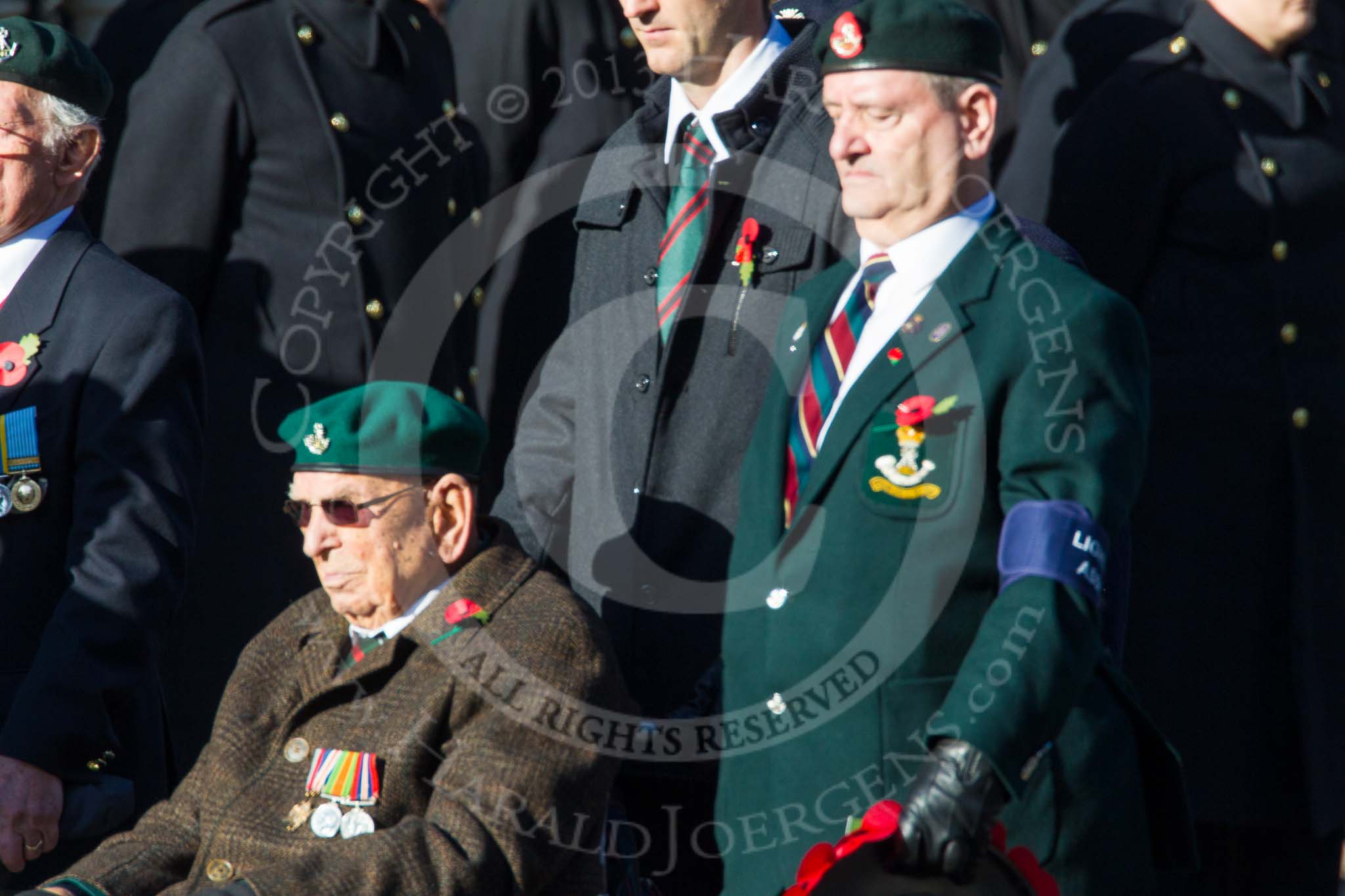 Remembrance Sunday at the Cenotaph in London 2014: Group A7 - Light Infantry Association.
Press stand opposite the Foreign Office building, Whitehall, London SW1,
London,
Greater London,
United Kingdom,
on 09 November 2014 at 12:00, image #1155