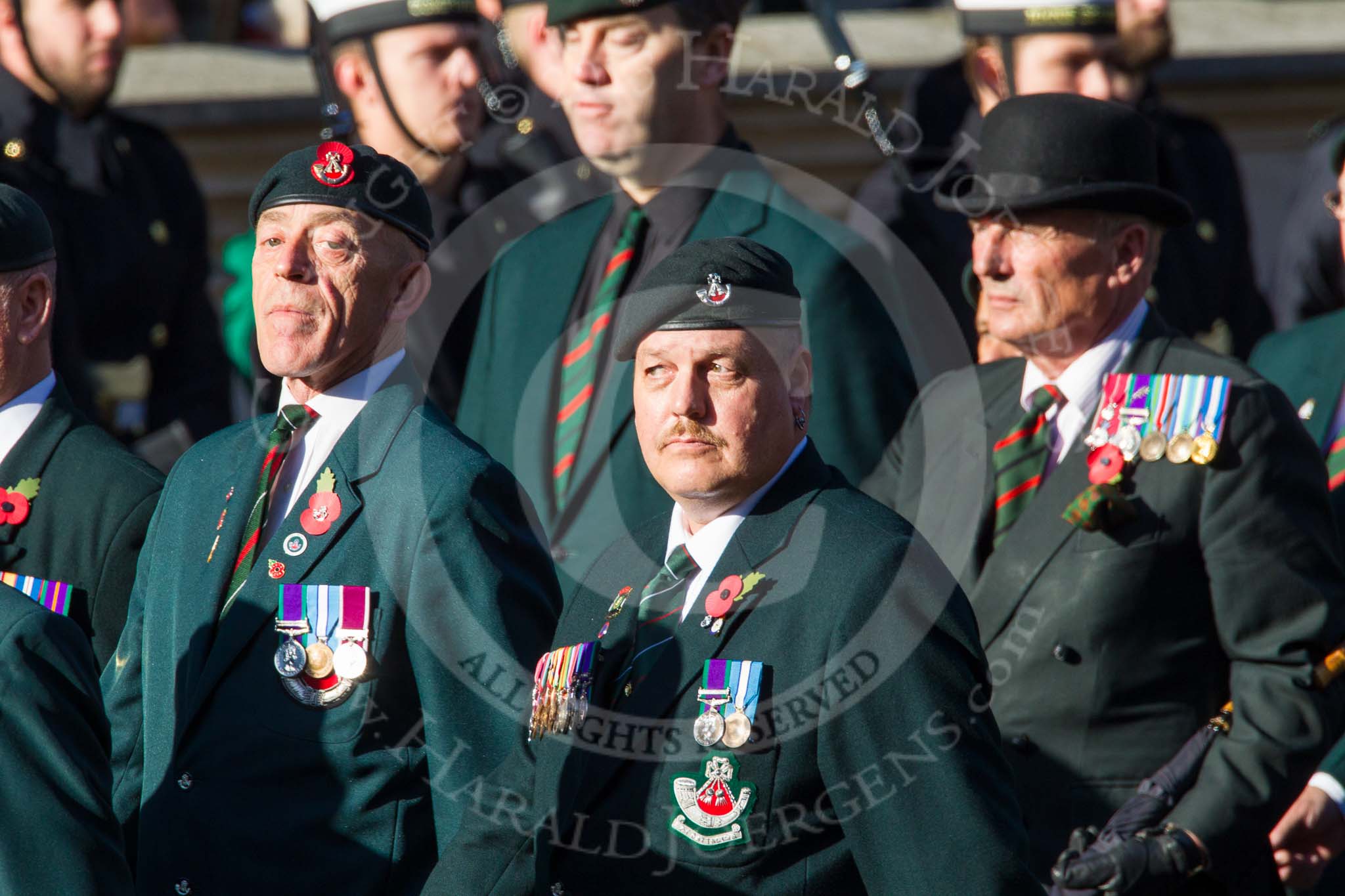 Remembrance Sunday at the Cenotaph in London 2014: Group A8 - 1LI Association.
Press stand opposite the Foreign Office building, Whitehall, London SW1,
London,
Greater London,
United Kingdom,
on 09 November 2014 at 12:00, image #1167