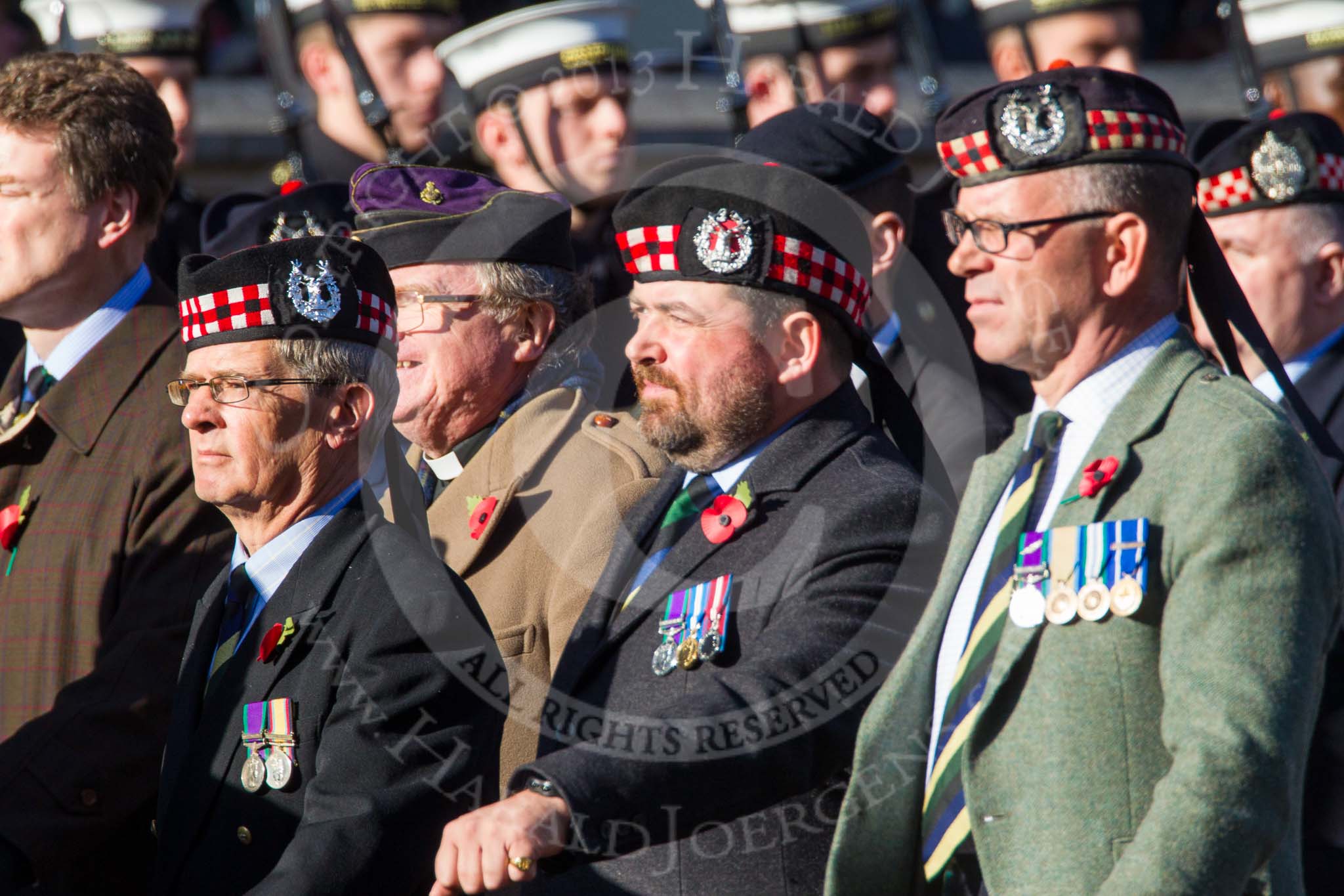 Remembrance Sunday at the Cenotaph in London 2014: Group A14 - Gordon Highlanders Association.
Press stand opposite the Foreign Office building, Whitehall, London SW1,
London,
Greater London,
United Kingdom,
on 09 November 2014 at 12:03, image #1287