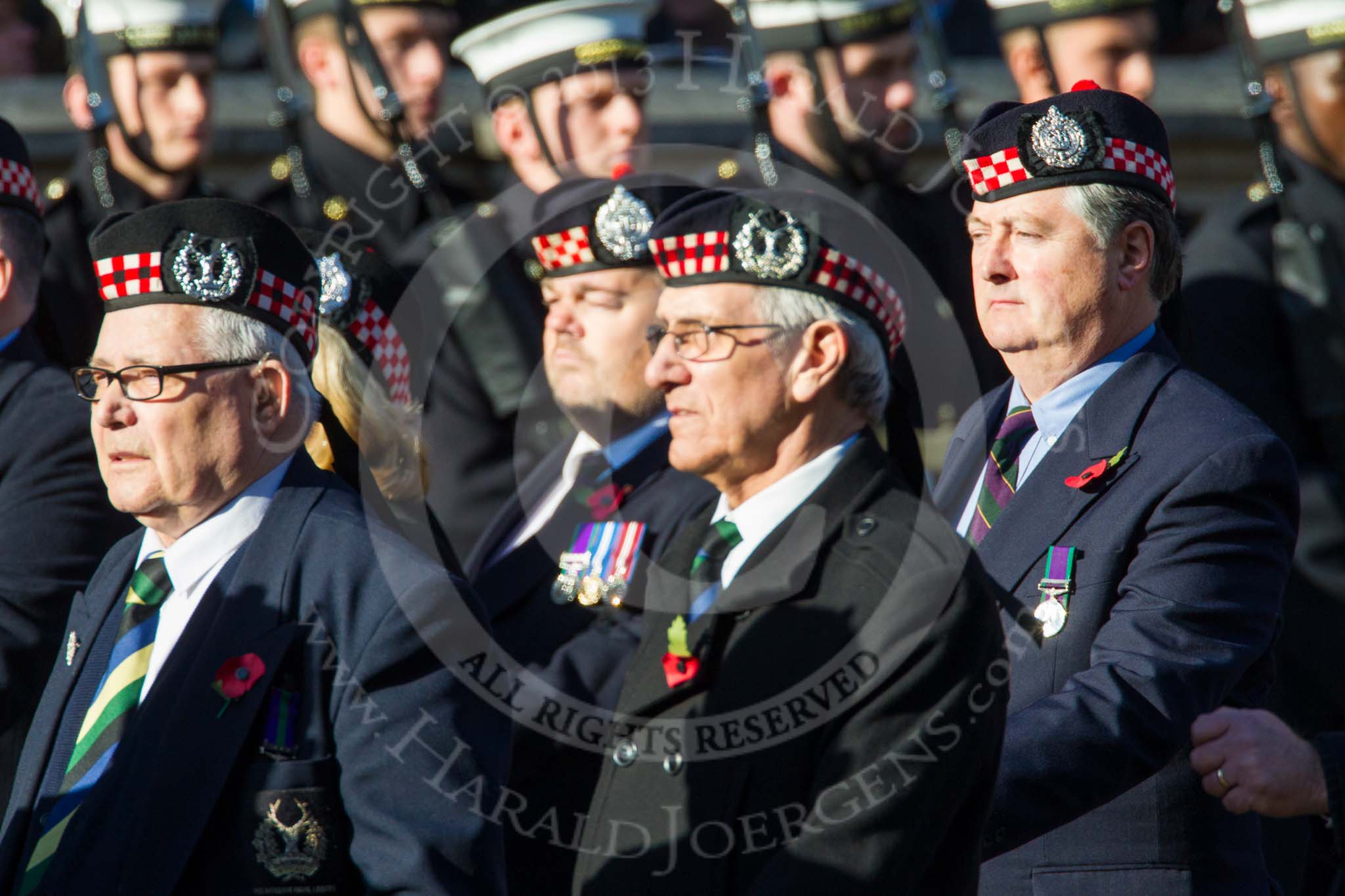 Remembrance Sunday at the Cenotaph in London 2014: Group A14 - Gordon Highlanders Association.
Press stand opposite the Foreign Office building, Whitehall, London SW1,
London,
Greater London,
United Kingdom,
on 09 November 2014 at 12:03, image #1290