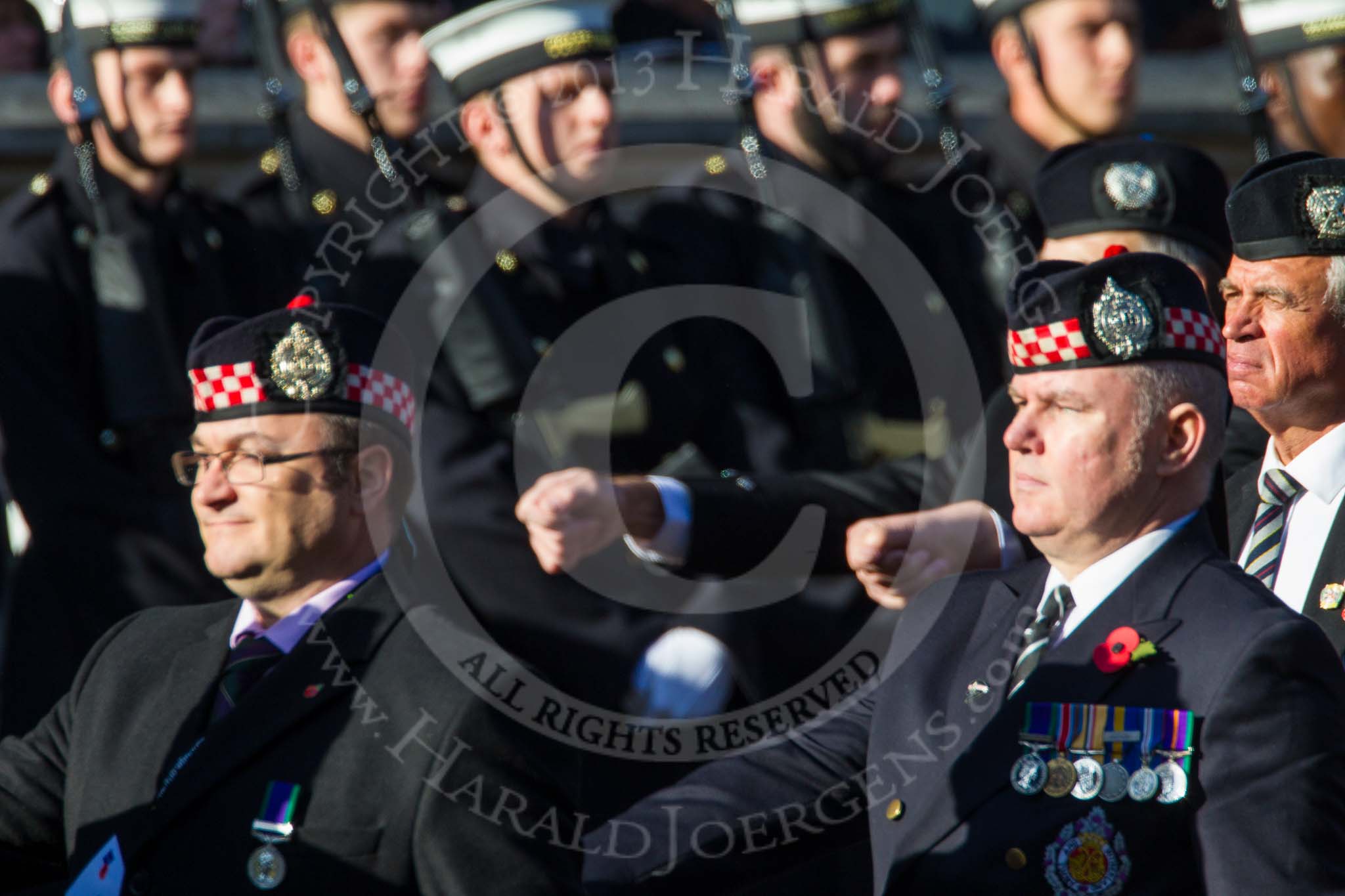 Remembrance Sunday at the Cenotaph in London 2014: Group A14 - Gordon Highlanders Association.
Press stand opposite the Foreign Office building, Whitehall, London SW1,
London,
Greater London,
United Kingdom,
on 09 November 2014 at 12:03, image #1293