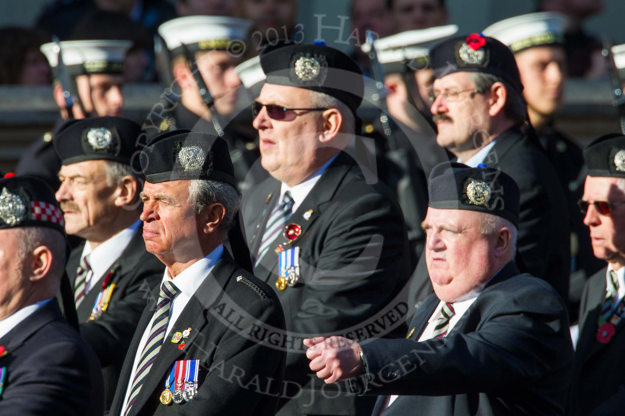 Remembrance Sunday at the Cenotaph in London 2014: Group A16 - London Scottish Regimental Association.
Press stand opposite the Foreign Office building, Whitehall, London SW1,
London,
Greater London,
United Kingdom,
on 09 November 2014 at 12:03, image #1295