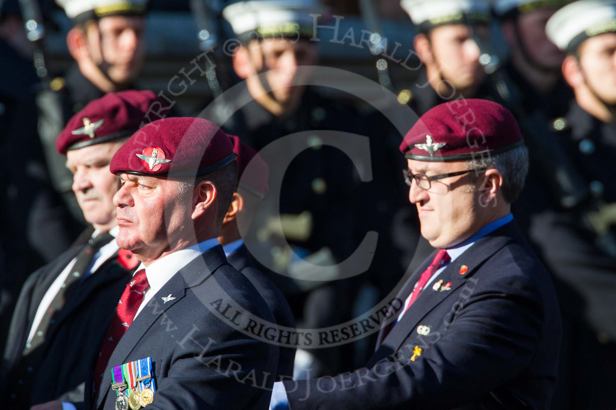 Remembrance Sunday at the Cenotaph in London 2014: Group A21- 4 Company Association (Parachute Regiment).
Press stand opposite the Foreign Office building, Whitehall, London SW1,
London,
Greater London,
United Kingdom,
on 09 November 2014 at 12:04, image #1343