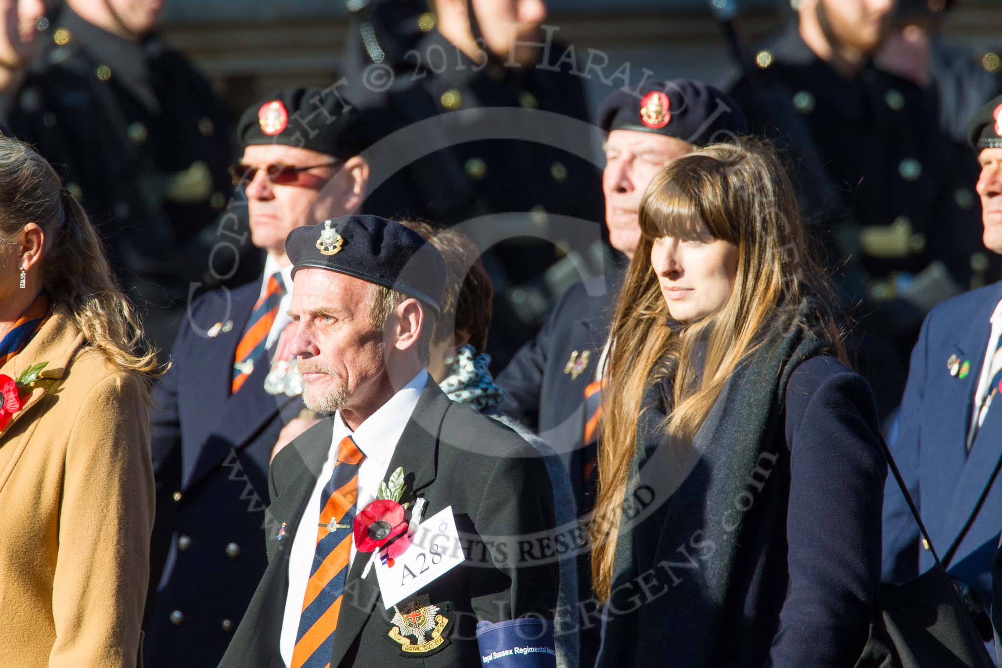 Remembrance Sunday at the Cenotaph in London 2014: Group A28 - Royal Sussex Regimental Association.
Press stand opposite the Foreign Office building, Whitehall, London SW1,
London,
Greater London,
United Kingdom,
on 09 November 2014 at 12:05, image #1397