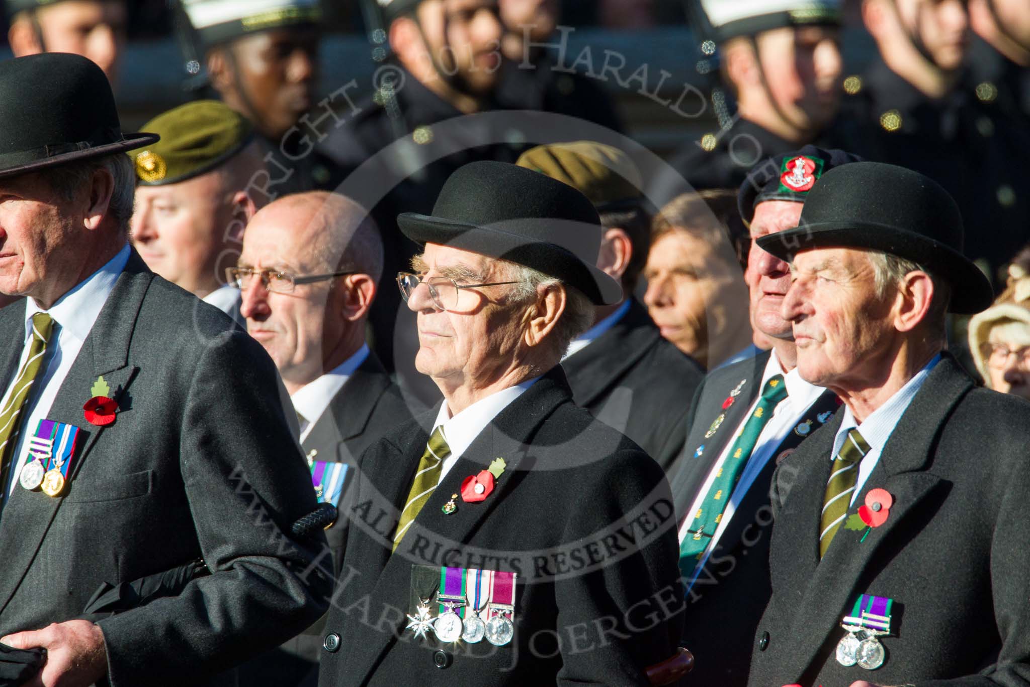 Remembrance Sunday at the Cenotaph in London 2014: Group A29 - Green Howards Association.
Press stand opposite the Foreign Office building, Whitehall, London SW1,
London,
Greater London,
United Kingdom,
on 09 November 2014 at 12:05, image #1407