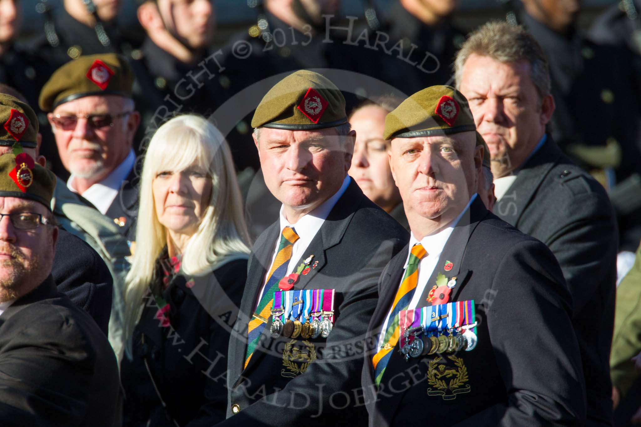 Remembrance Sunday at the Cenotaph in London 2014: Group A34 - The Duke of Lancaster's Regimental Association.
Press stand opposite the Foreign Office building, Whitehall, London SW1,
London,
Greater London,
United Kingdom,
on 09 November 2014 at 12:05, image #1433